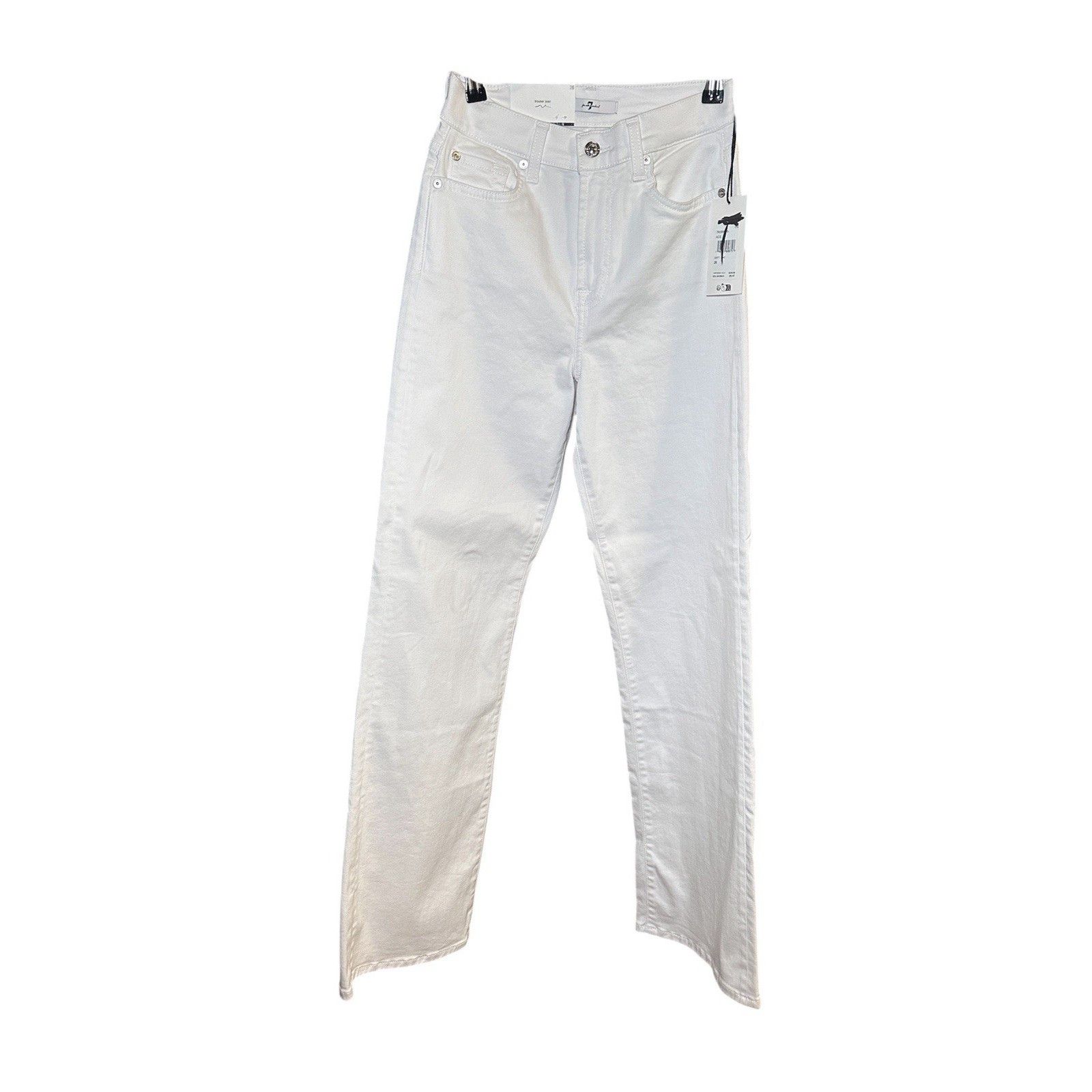 7 For All Mankind 7 For All Mankind Side Slit White Straight Leg Women's 27 Je Size 26" / US 2 / IT 38 - 1 Thumbnail
