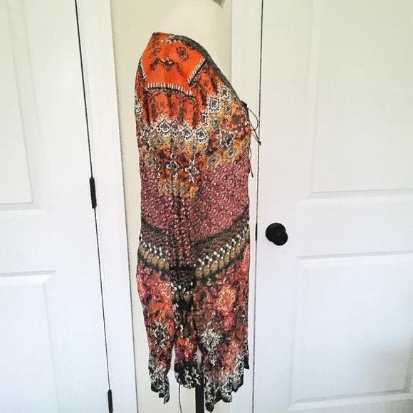 Guess Holly Black Multi Long Slv Embellished Sheer Printed Tunic Size M / US 6-8 / IT 42-44 - 3 Thumbnail