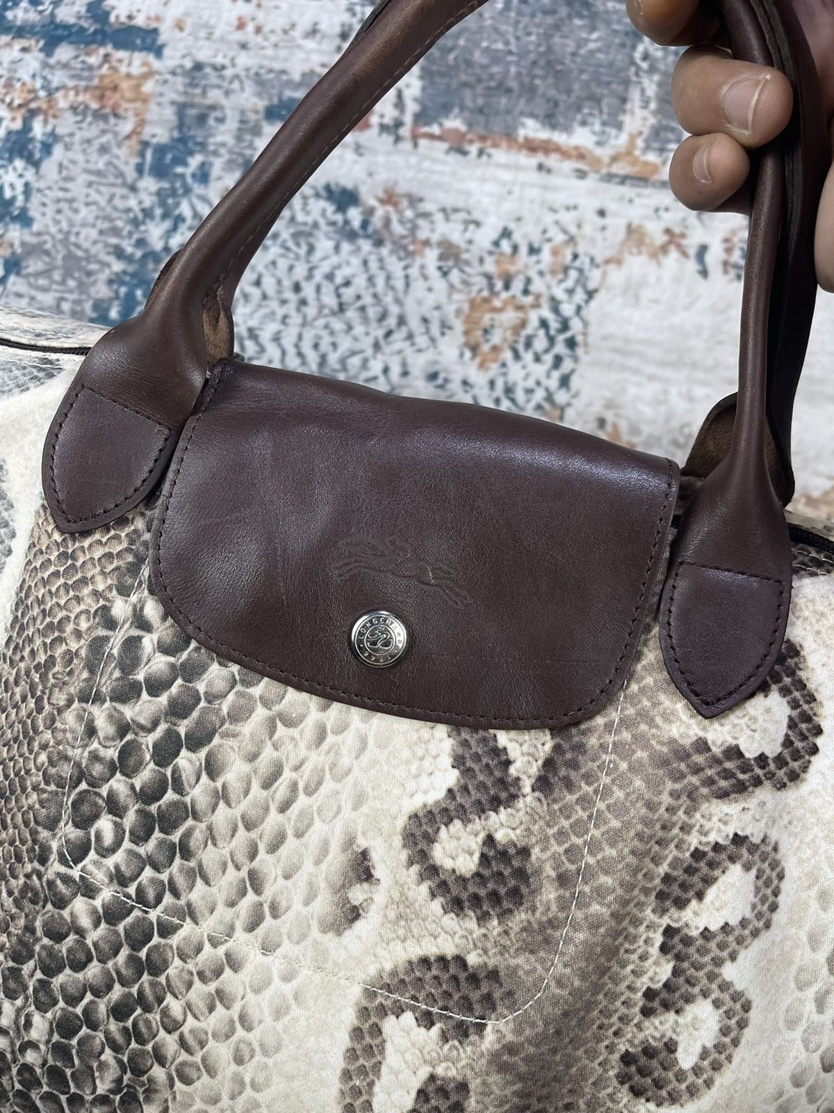 Longchamp Longchamp Le Pliage Snake Skin Print Tote Bags Size ONE SIZE - 5 Thumbnail