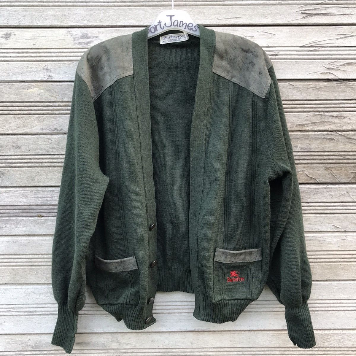 image of Authentic Vintage Burberrys Knitwear Cardigan in Green, Men's (Size 2XL)