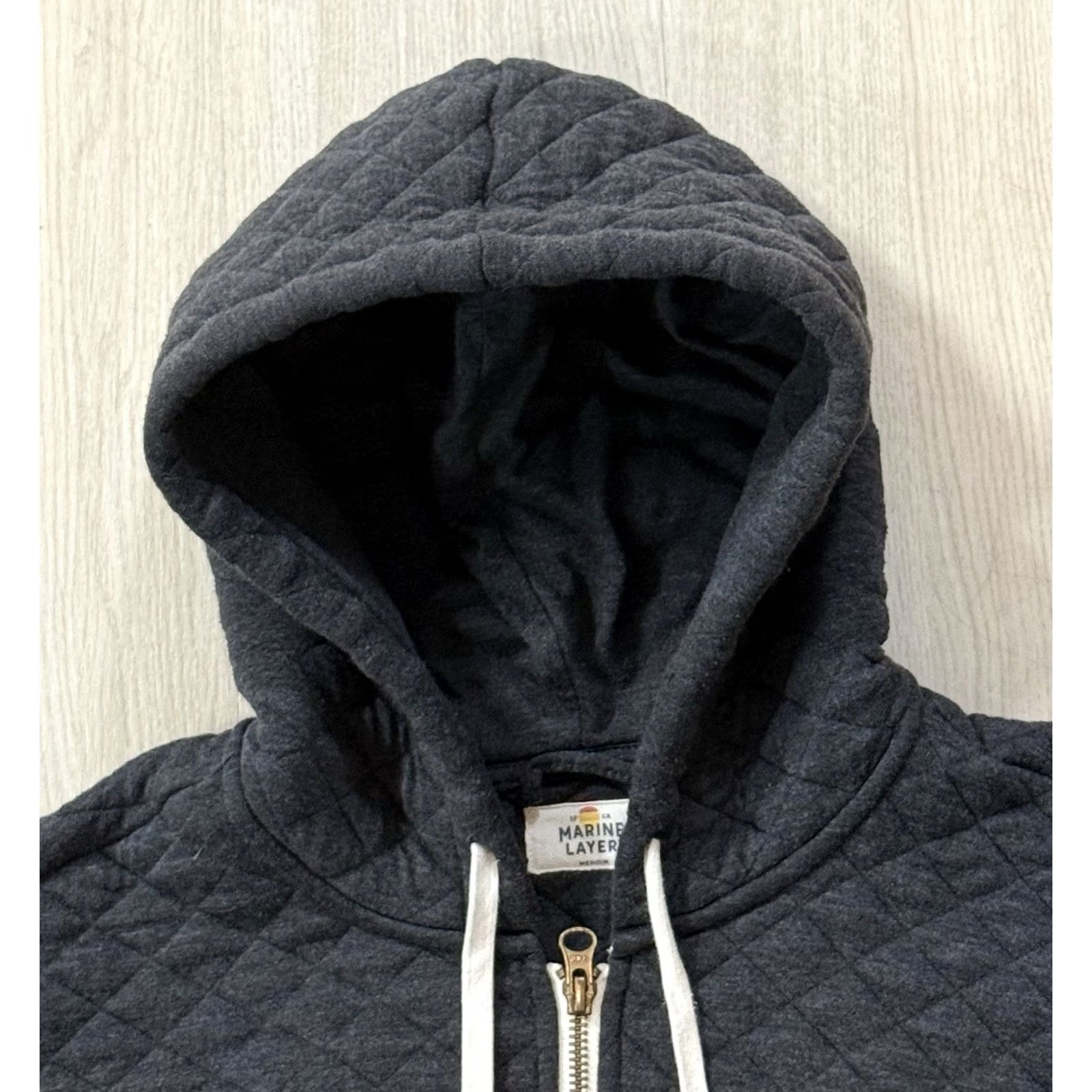 Marine Layer Marine Layer Men's Corbet Quilted Full Zip Hoodie Medium Gray Core Zip Hoodie Size US M / EU 48-50 / 2 - 4 Thumbnail