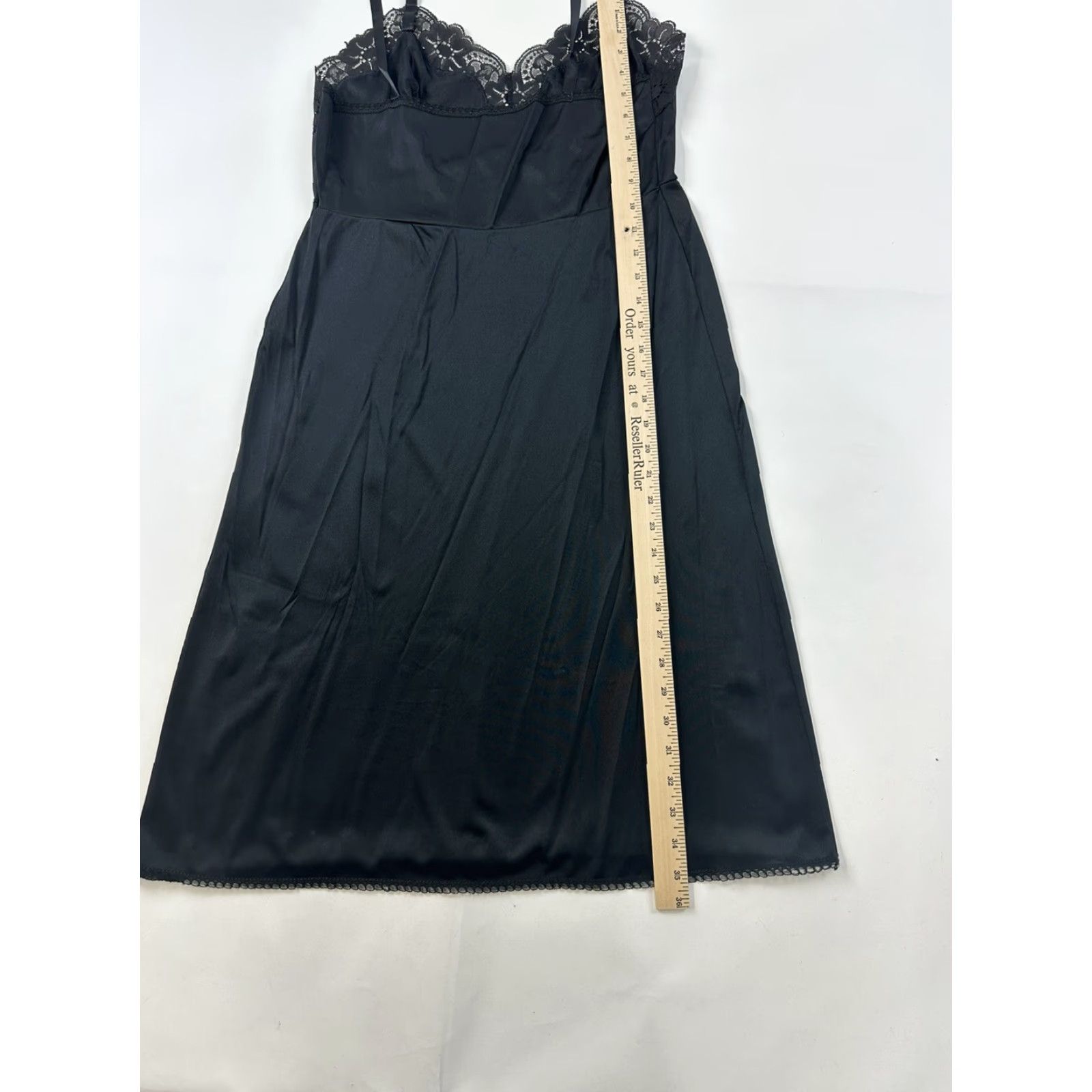 Vintage VINTAGE Greenco maid Full Slip Size 36 Black Lace Trim Nylon Made In USA Negro Rockabilly 1960s Slip Womens Size ONE SIZE - 4 Thumbnail