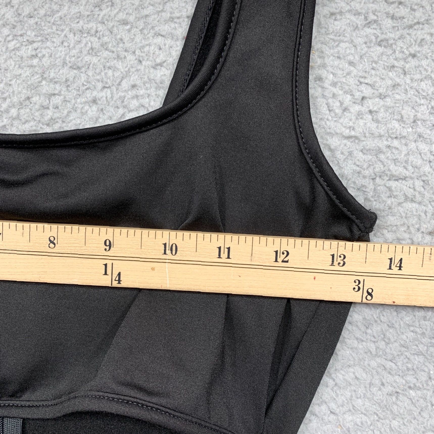 Vintage Unbranded Women’s One Piece Swimsuit M Black 2 Front Cut-Out Slits Back Zipper NWOT Soft Size ONE SIZE - 4 Thumbnail