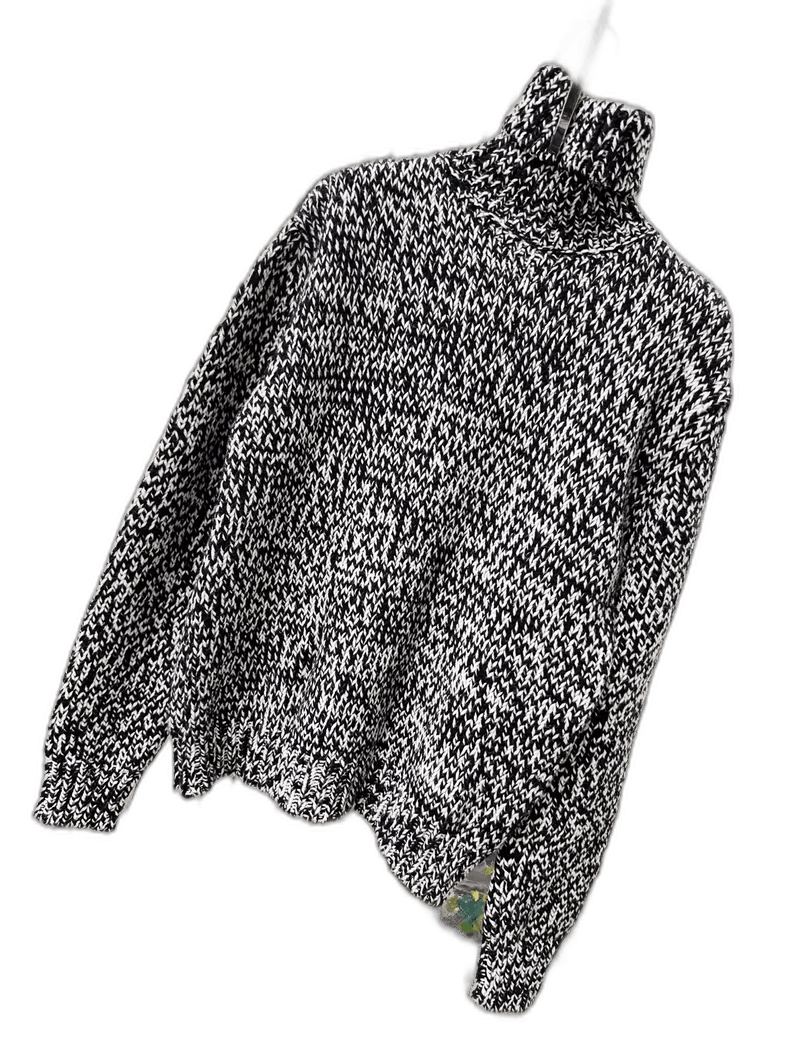 Yves Saint Laurent Saint Laurent Black White Knit Turtleneck Sweater Size S / US 4 / IT 40 - 1 Thumbnail