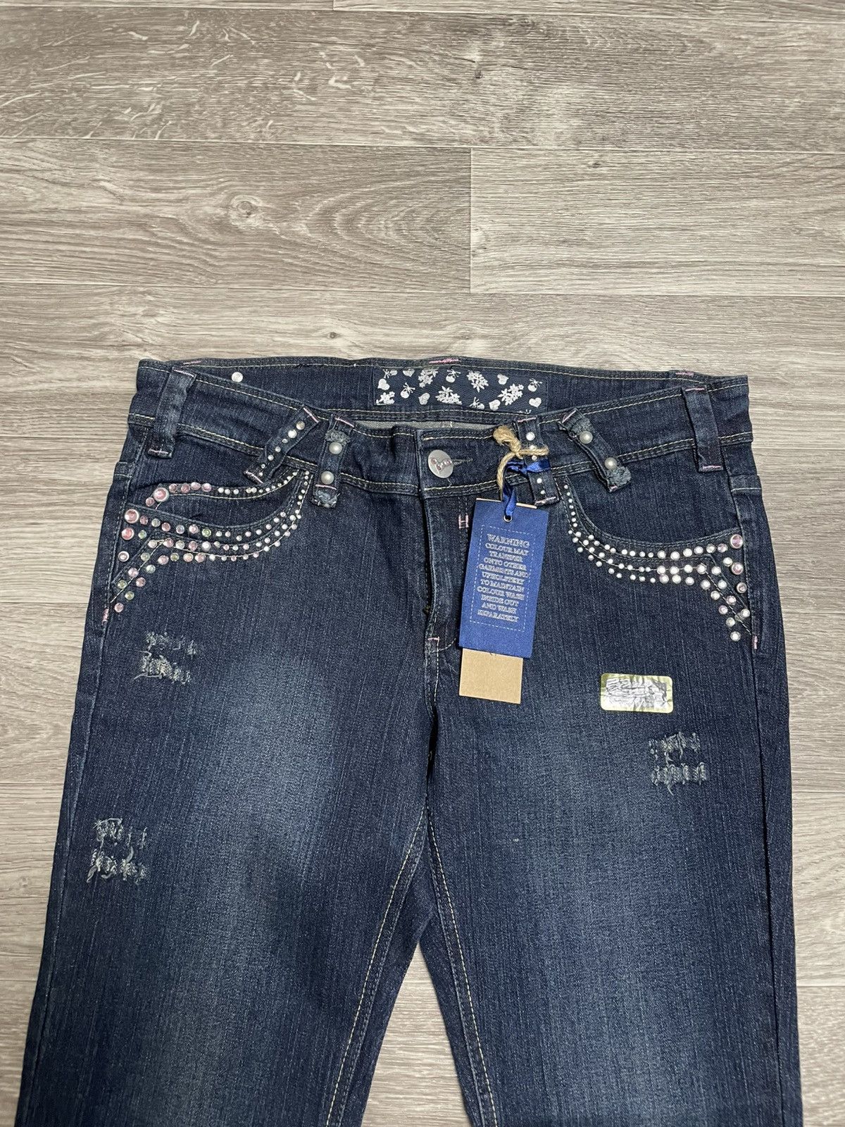 Japanese Brand New Boot Cut Rhinestones Denim Jeans Vintage Y2K 90s Punk Size 38" / US 16 / IT 52 - 3 Thumbnail