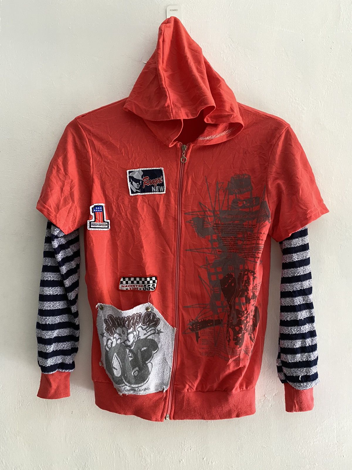 If Six Was Nine × Japanese Brand × Le Grande Bleu (L.G.B.) Vintage unknwn double layers poem patchwork hoodie Size US M / EU 48-50 / 2 - 1 Thumbnail