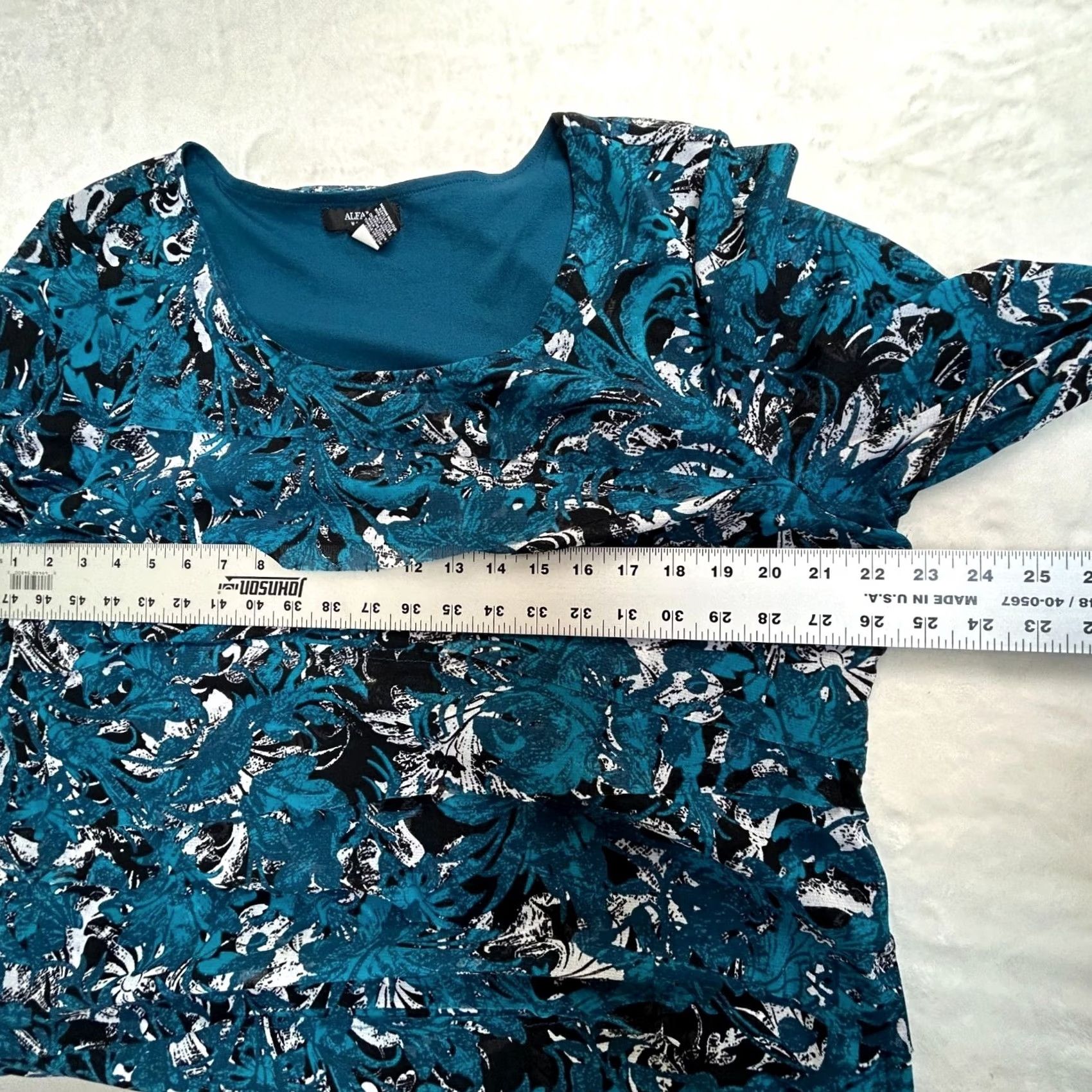 Alfani Alfani Womens Plus Size 3X Blue Black Floral Layered Tunic Top 3/4 Sleeve Casual Size XXL / US 16-18 / IT 52-54 - 6 Thumbnail