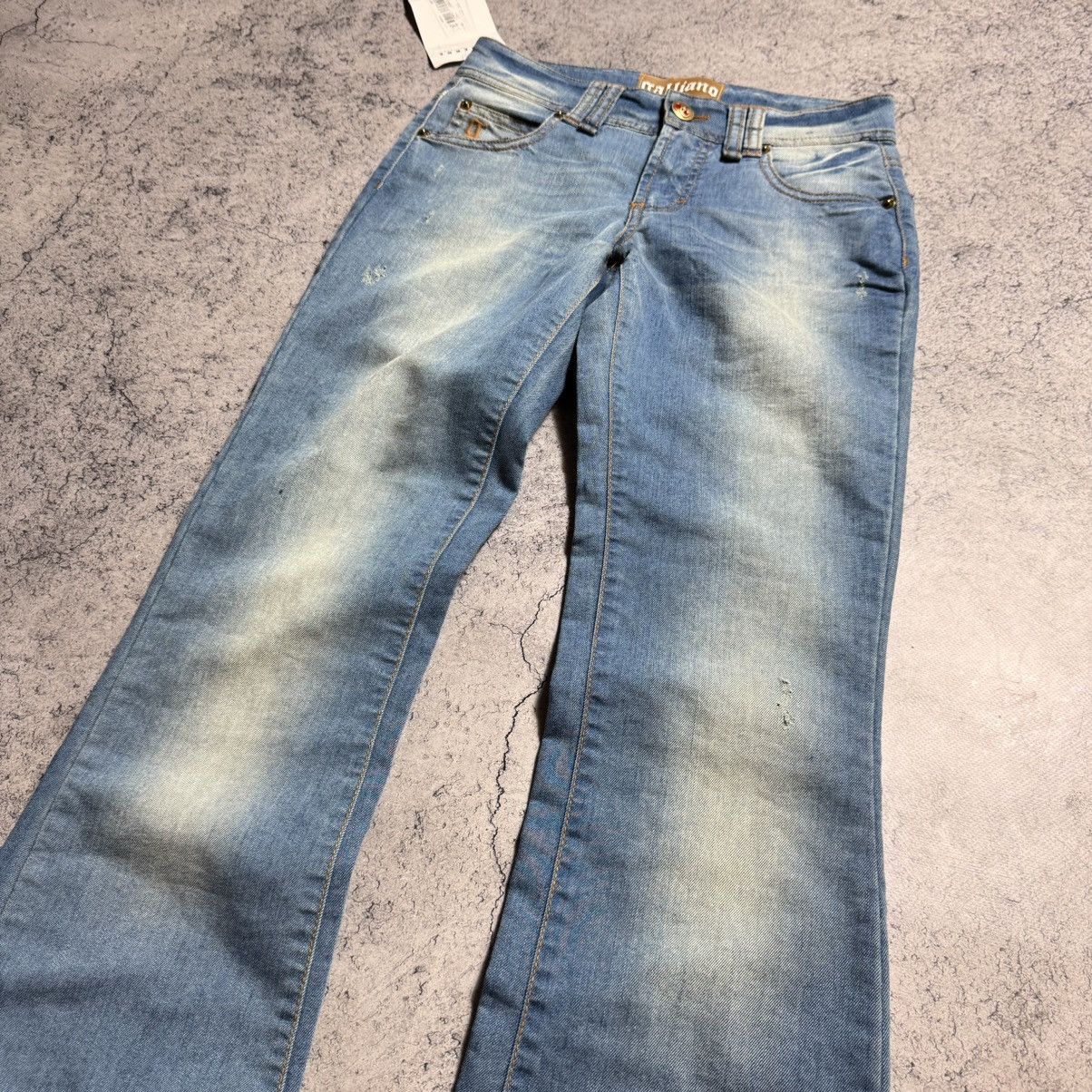 John Galliano NEW Galliano Y2K 00s Flared Jeans Size 25" / US 0 / IT 36 - 4 Thumbnail