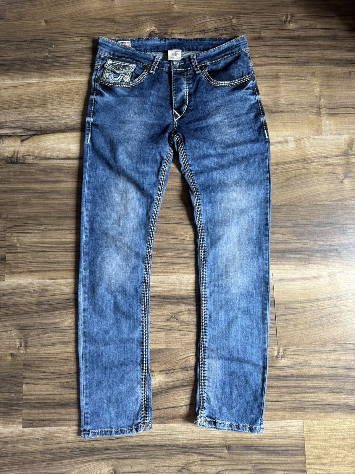 True Religion Vintage True Religion Yellow White Stitch Jeans Size US 34 / EU 50 - 10 Thumbnail