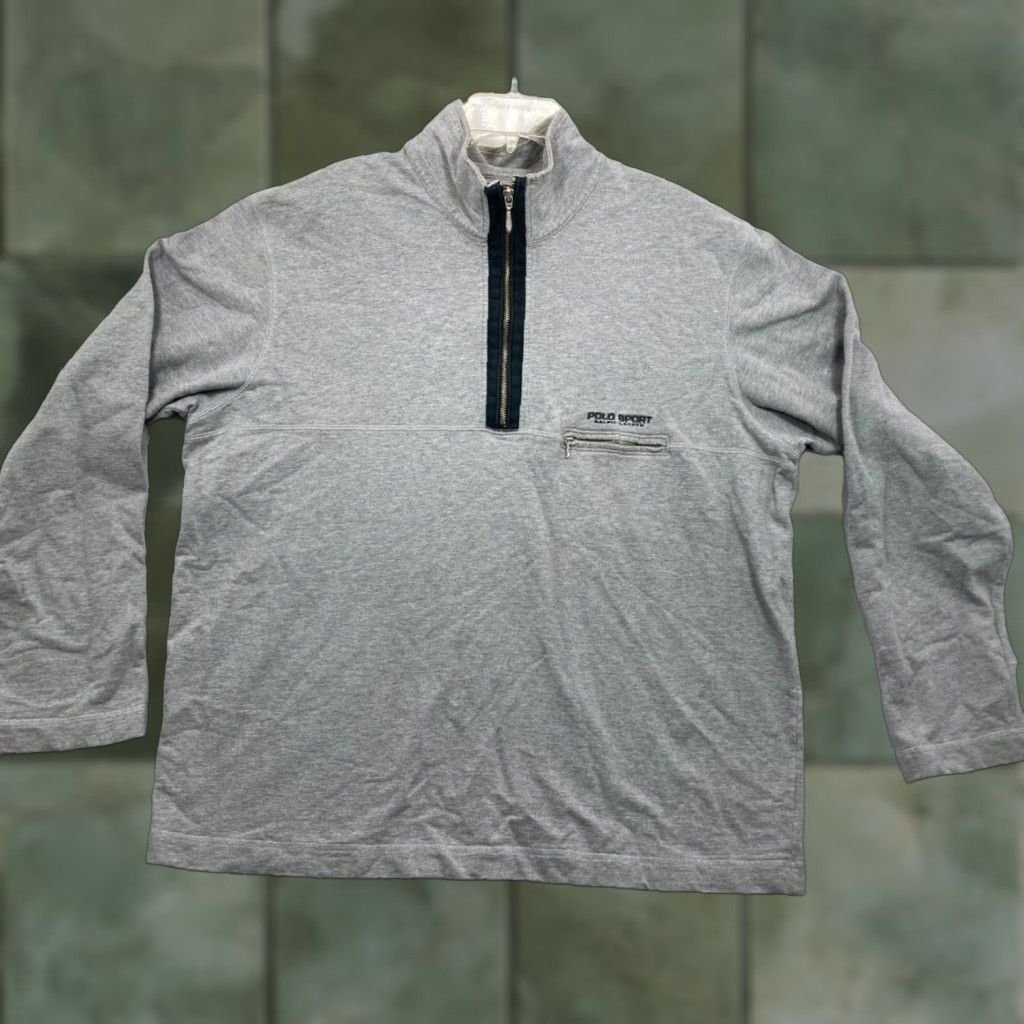 Vintage VTG Polo Sport Ralph Lauren Sweater Shirt Mens XL Gray 1/2 Zip Fleece Pullover 90s Sports Mock Neck Casual Slim-fit Size US XL / EU 56 / 4 - 1 Thumbnail