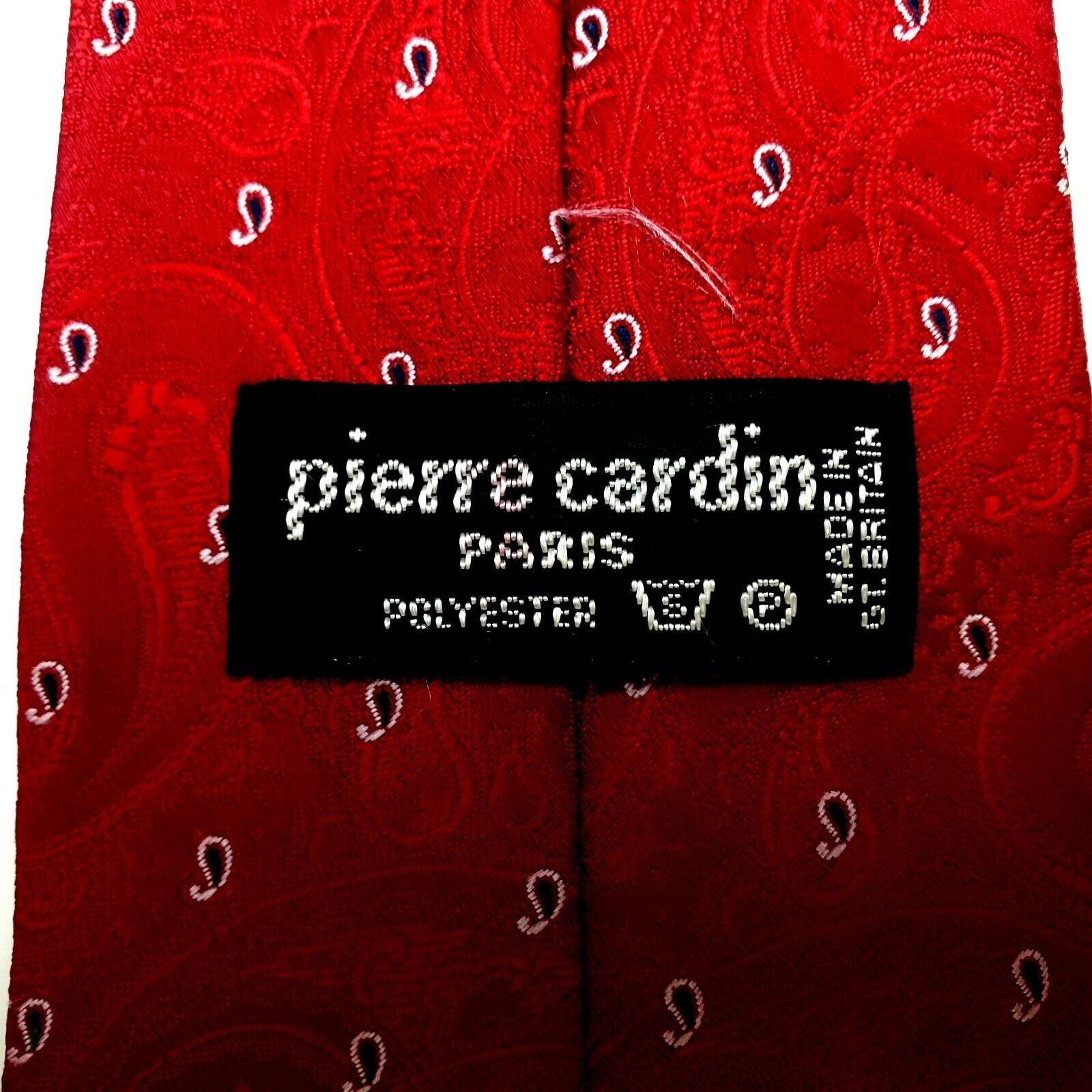 Pierre Cardin Pierre Cardin Parris Red Polyester Tie Short Skinny Paisley Size ONE SIZE - 3 Thumbnail