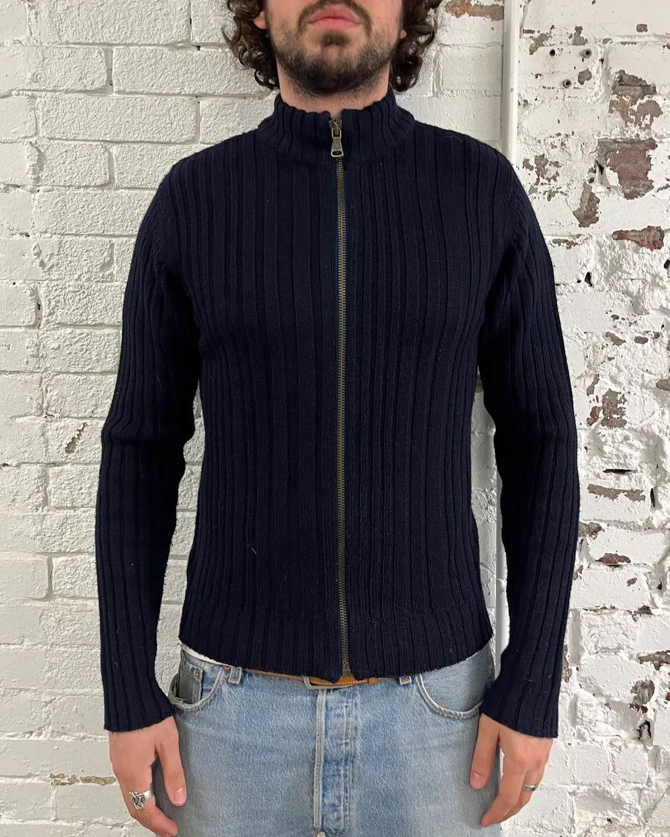 Dolce & Gabbana 2000s Dolce & Gabbana Navy Minimalist Zip-Up Sweater Size US M / EU 48-50 / 2 - 2 Thumbnail