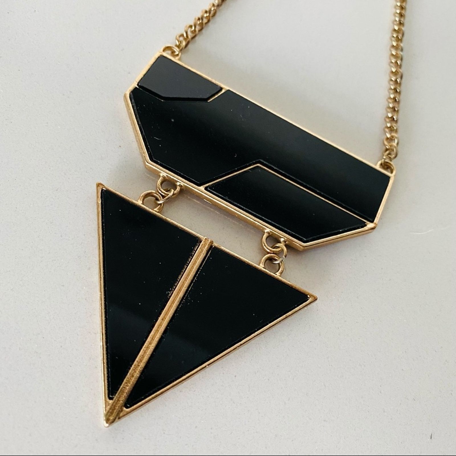 Nordstrom NORDSTROM Black Gold Geometric Triangle Pendant Necklace Size ONE SIZE - 2 Thumbnail