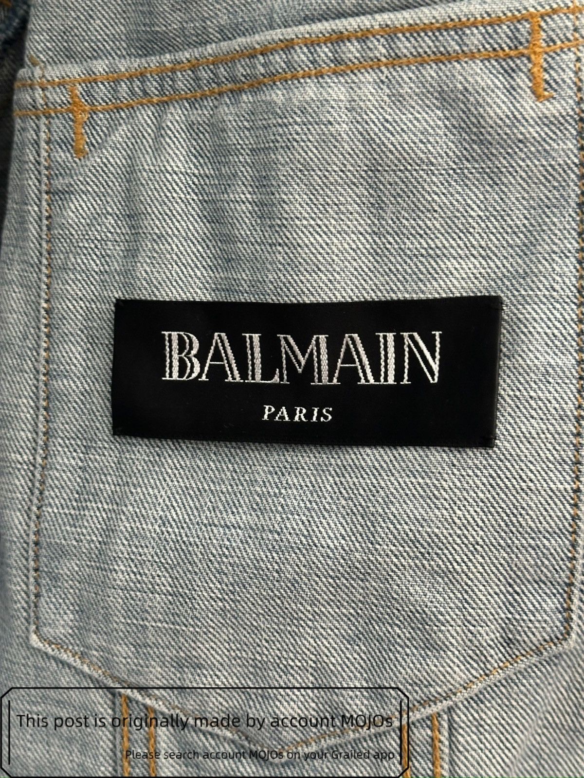 Balmain Sz 48 Balmain Back Logo Stitch Distressed Denim Jacket mojos Size US M / EU 48-50 / 2 - 8 Thumbnail