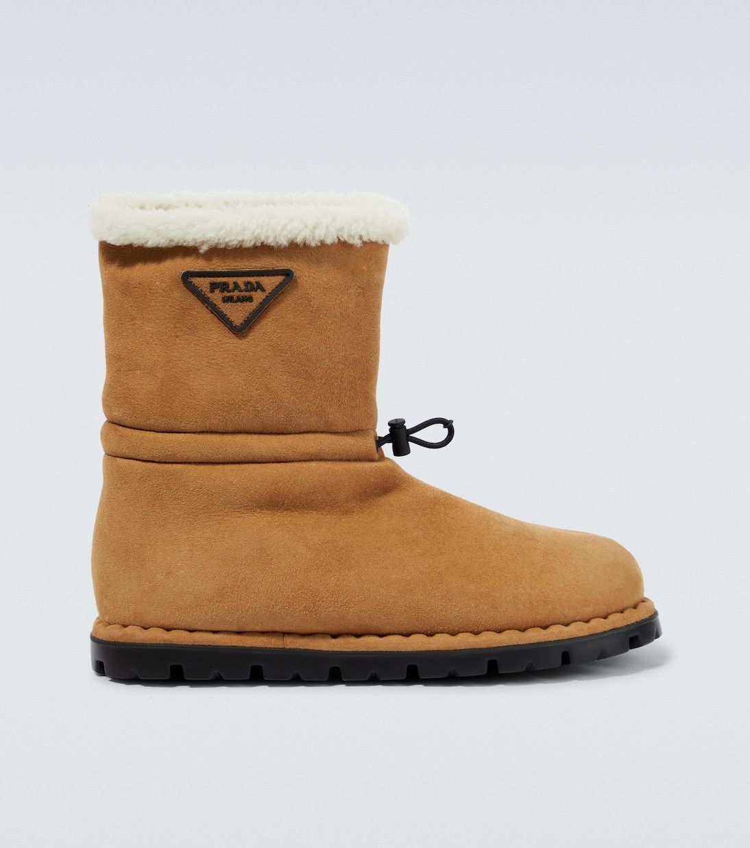 Suede shearling-lined logo boots
