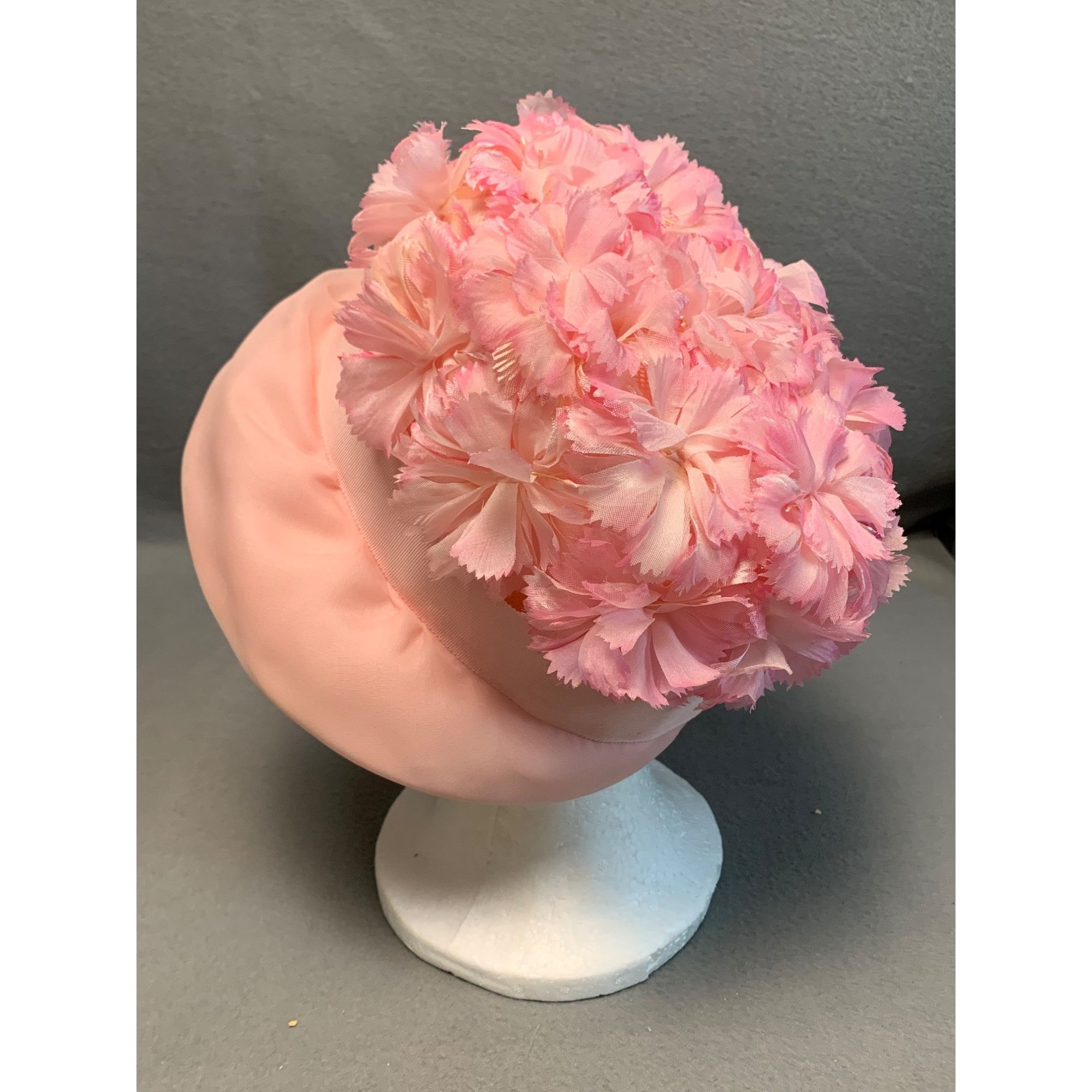 Other Vintage Womens 1960s Pink Floral Hat with Sheer Mesh Union M Size ONE SIZE - 2 Thumbnail