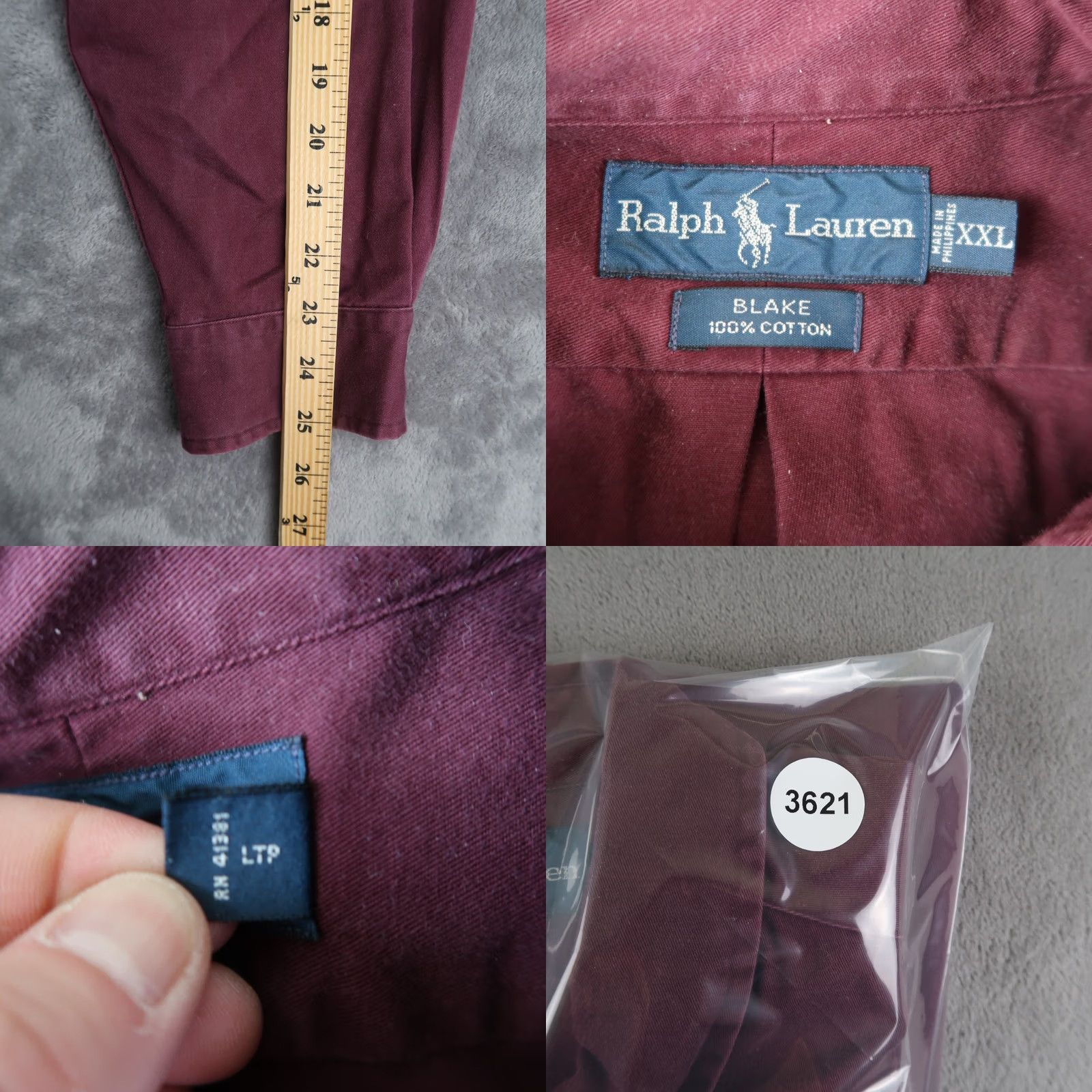 Polo Ralph Lauren VINTAGE Polo Ralph Lauren Blake Shirt Mens 2XL XXL Burgundy Button Down Logo Size US XXL / EU 58 / 5 - 8 Thumbnail
