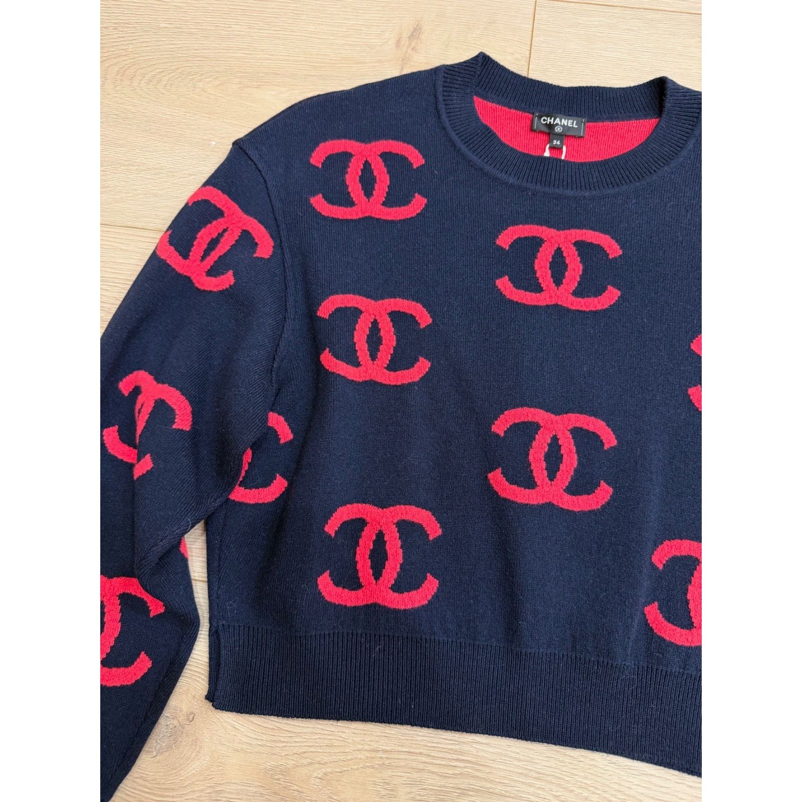 Chanel Chanel 21P Navy Pink CC Logo Cashmere Jumper Sweater 34 Size XS / US 0-2 / IT 36-38 - 6 Thumbnail