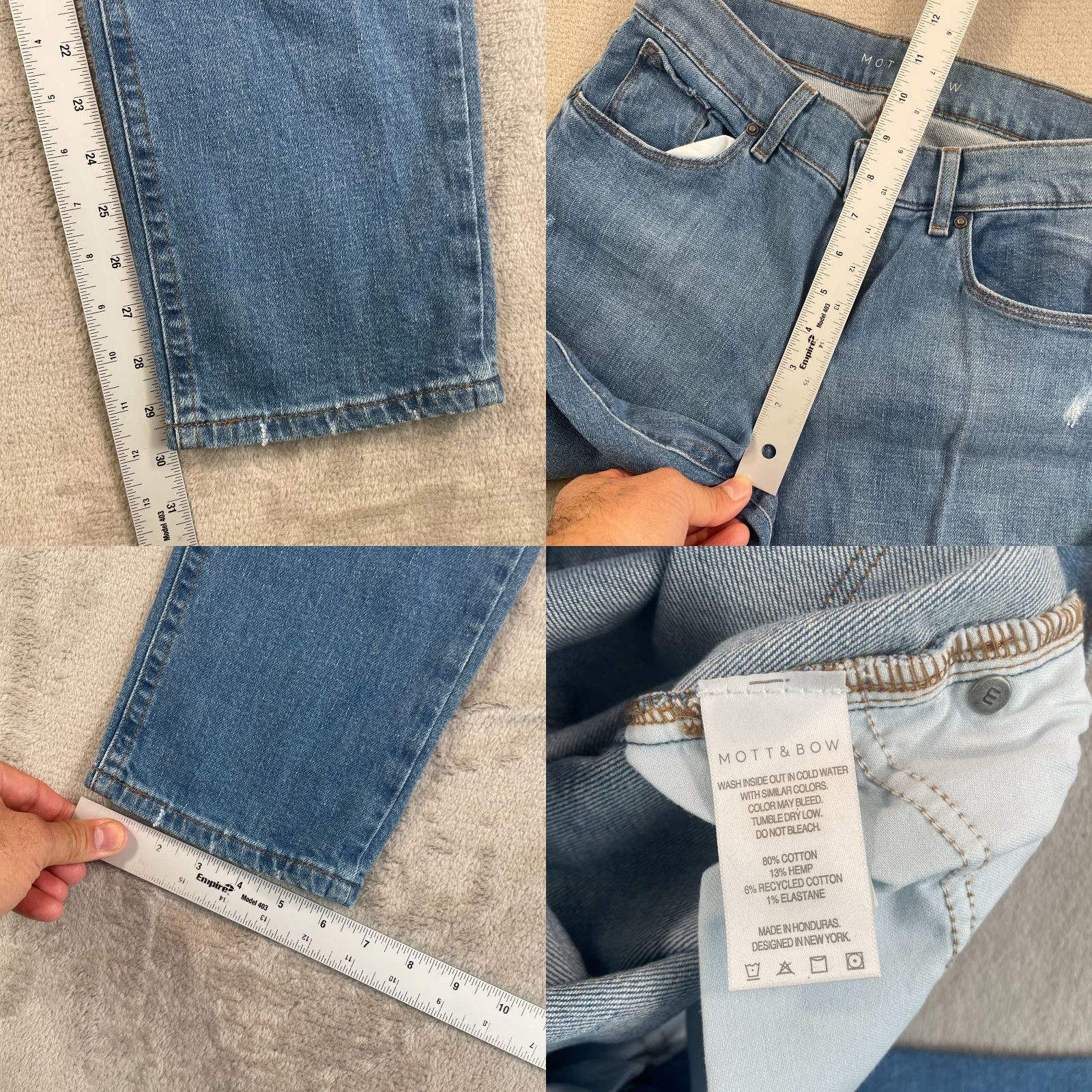 Mott & Bow Mott & Bow Boyfriend Slim Straight Charlton Jeans Women 28x30 Light Blue NWOT Size 28" / US 6 / IT 42 - 8 Thumbnail