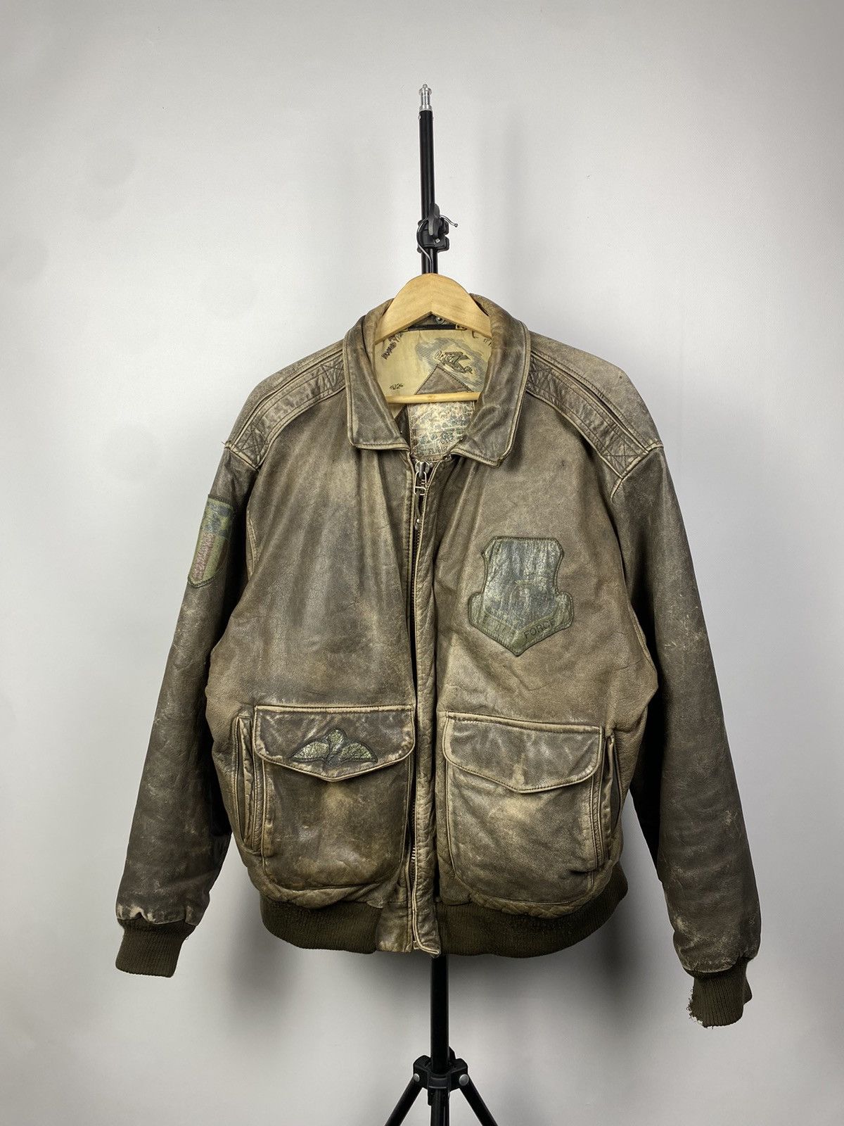 Vintage 🪖VINTAGE FRIEDRICH Aviator BROWN Leather Bomber Jacket Size US M / EU 48-50 / 2 - 1 Thumbnail