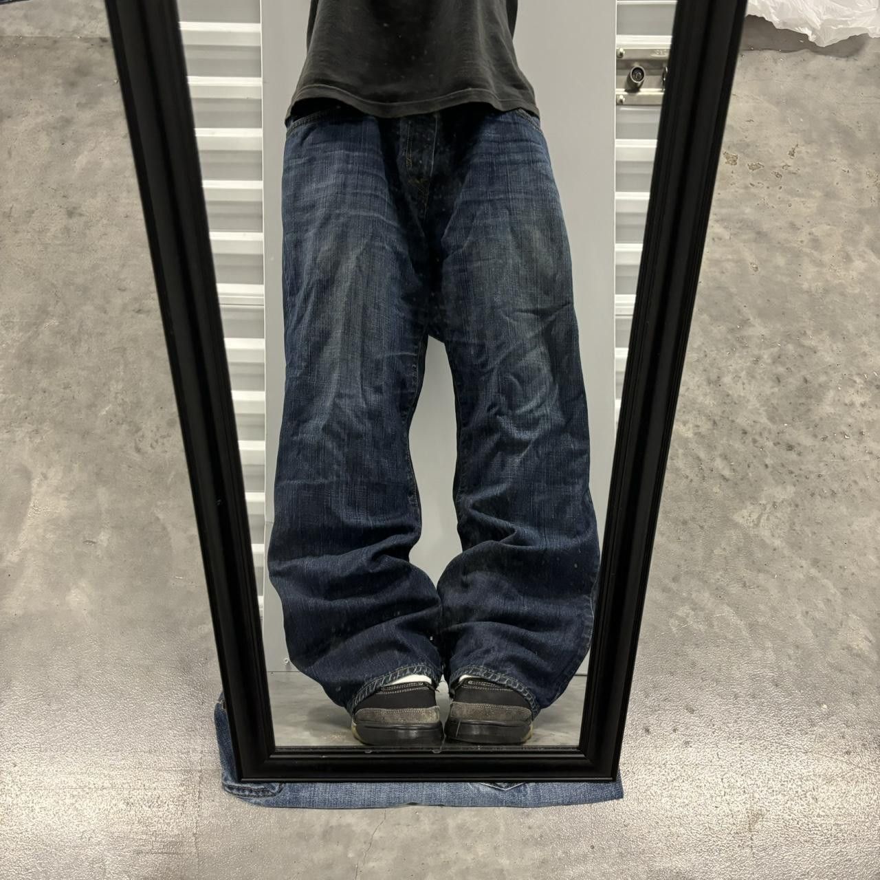 Japanese Brand × Vintage Crazy Vintage Y2K/2000s Baggy Grunge Dark Wash Skater Bootcut Denim Jeans! Size US 38 / EU 54 - 8 Thumbnail