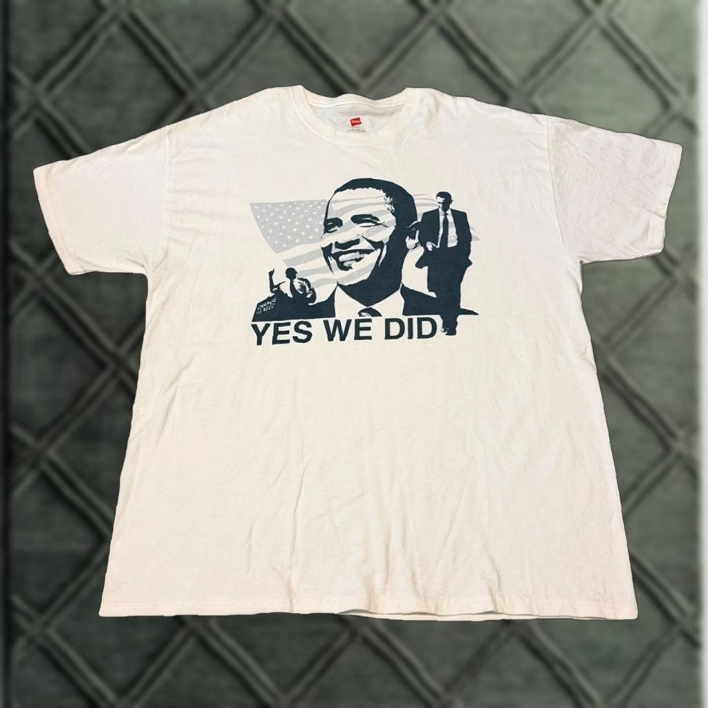 Hanes VINTAGE Obama Yes We Did Hanes T-Shirt XL White Mens XL Size US XL / EU 56 / 4 - 1 Thumbnail
