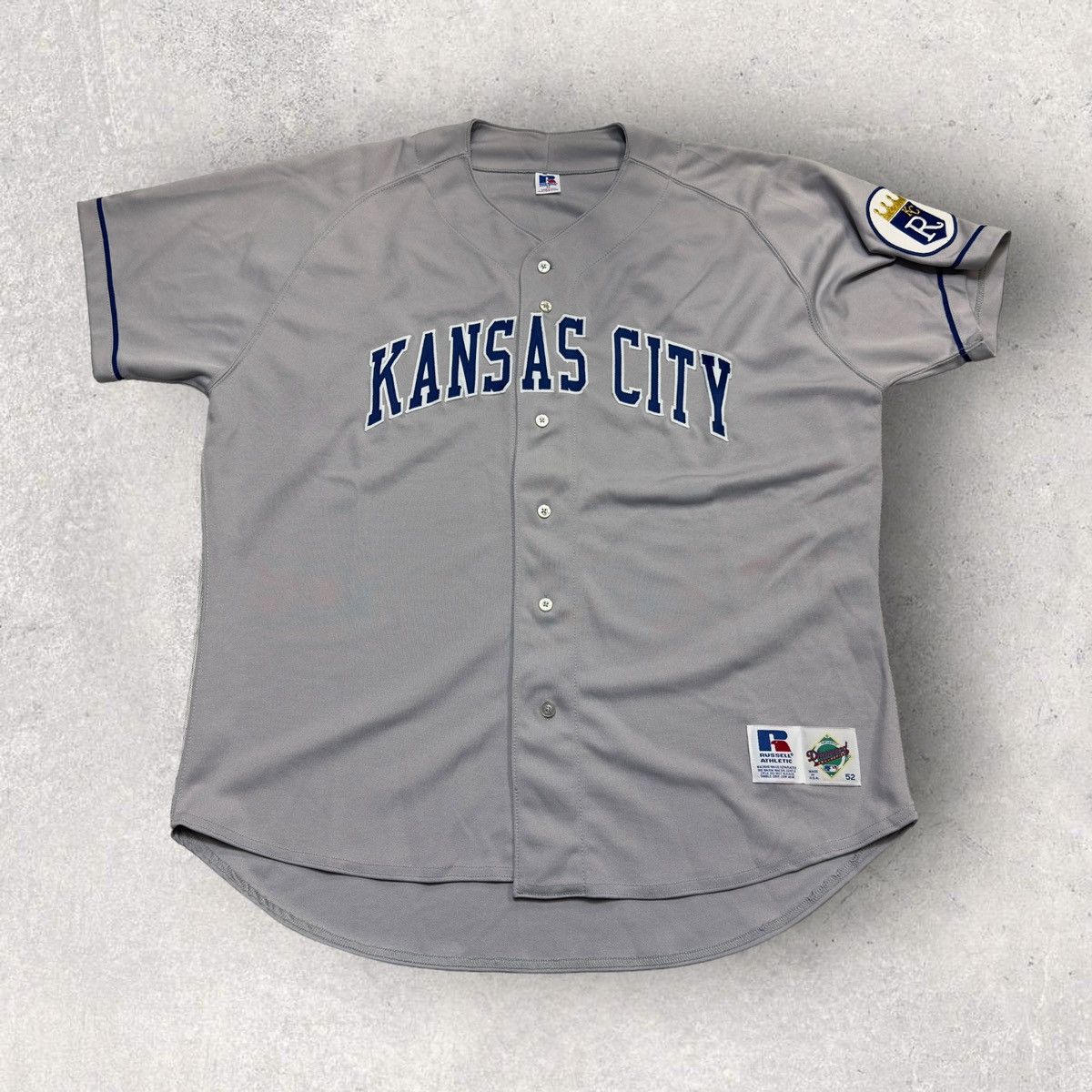 image of Mlb x Russell Athletic Vintage Kansas City Royals Jersey in Grey, Men's (Size 2XL)