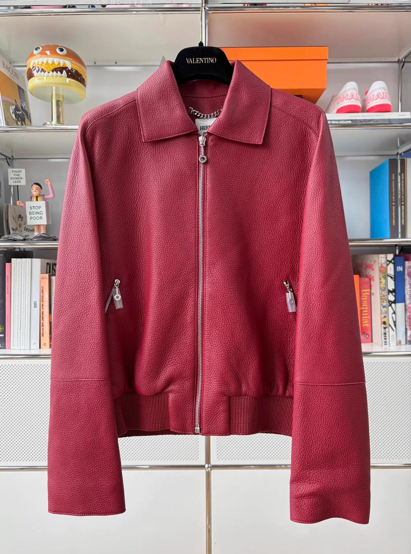 Hermes Hermes red soft deer skin zip-up jacket 38 Size S / US 4 / IT 40 - 1 Thumbnail