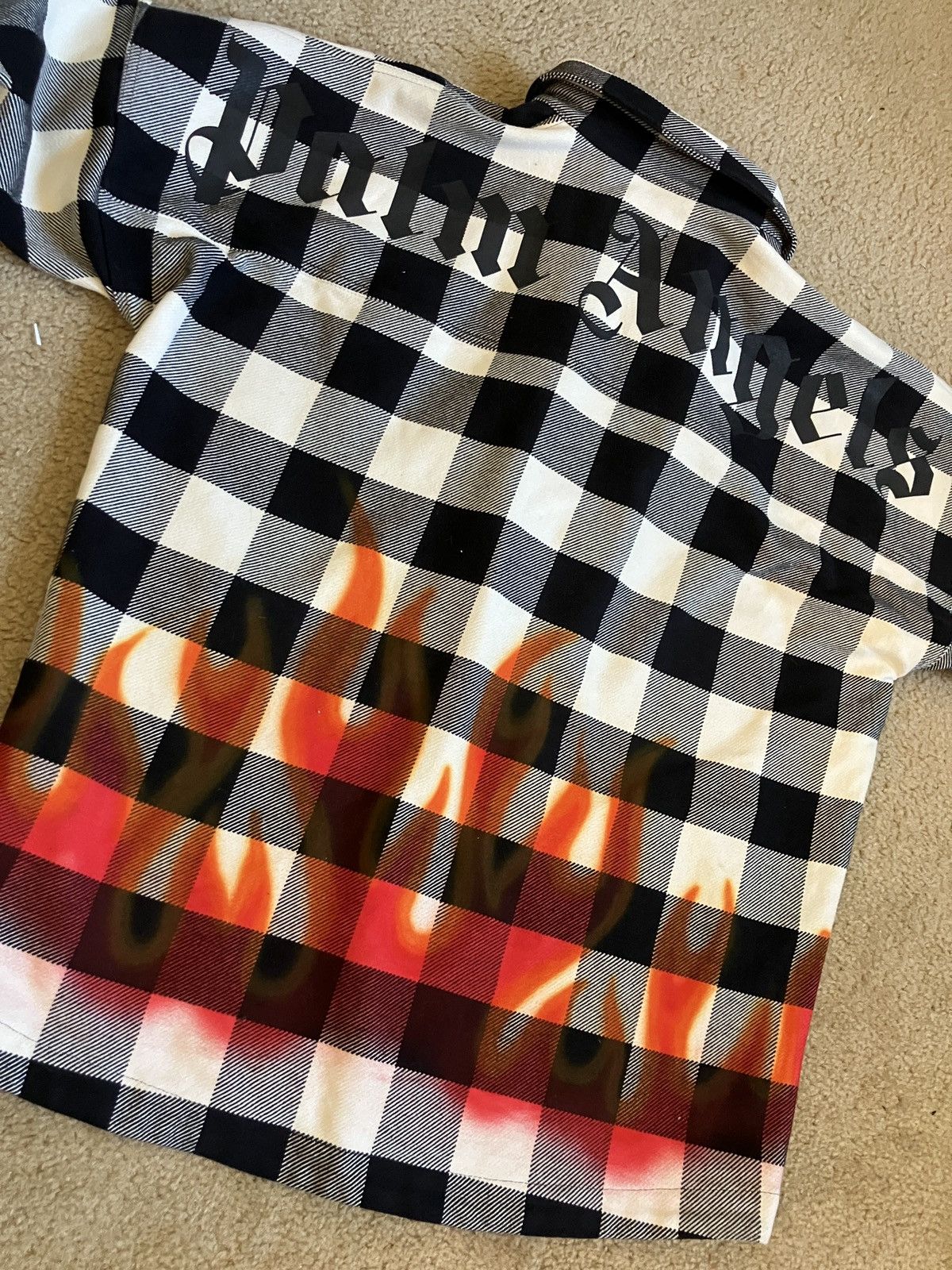 Palm Angels Palm Angels Logo Flames Flannel - Black & White Size US M / EU 48-50 / 2 - 3 Thumbnail