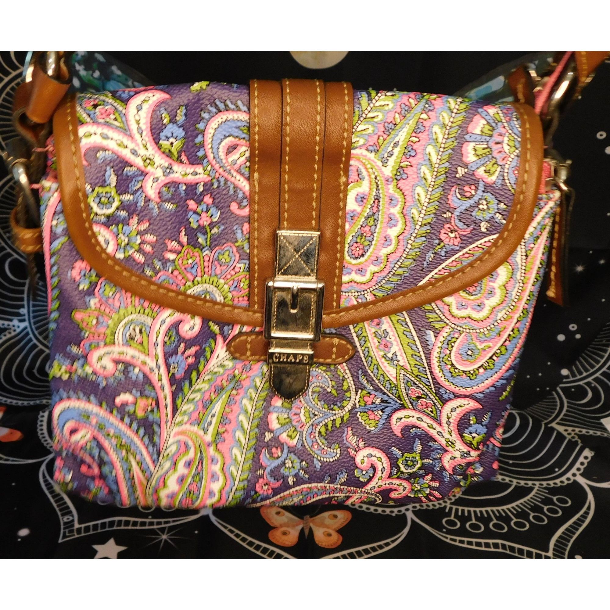 Chaps Chaps Rainbow Paisley Crossbody Bag With Brown Accents Size ONE SIZE - 3 Thumbnail