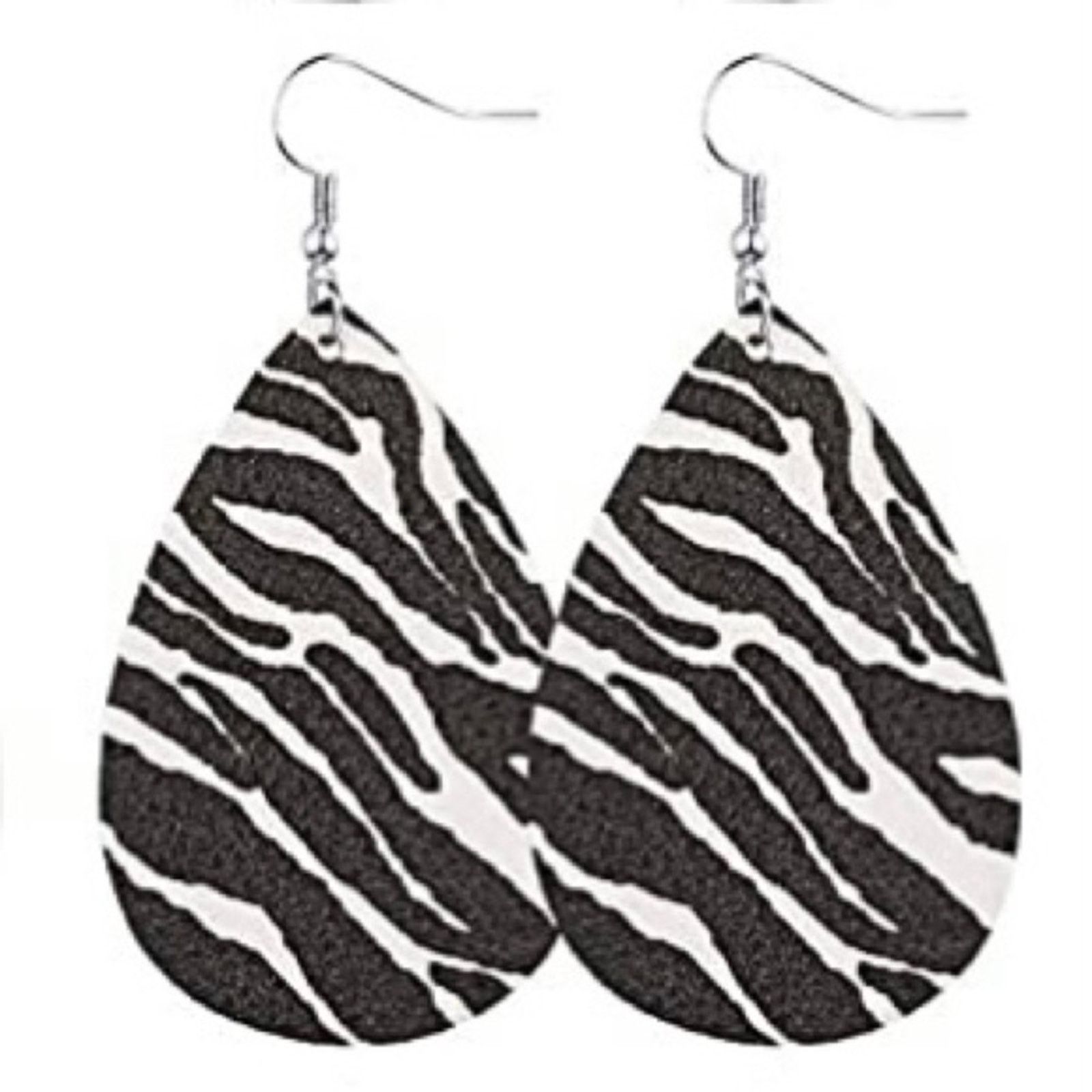 Other New Faux Leather Zebra Teardrop Dangle Hook Earrings Size ONE SIZE - 1 Preview