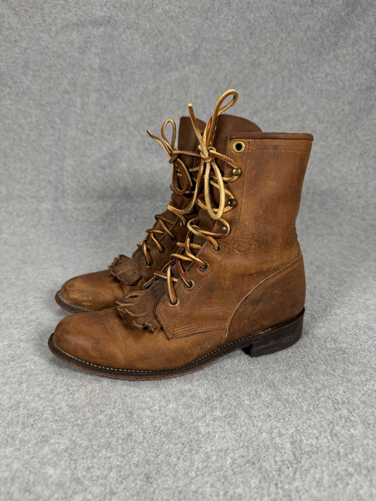 Justin Boots Justin Boots Womens 5 Brown Leather Lace Up Roper USA VTG Size US 5 / IT 35 - 9 Thumbnail