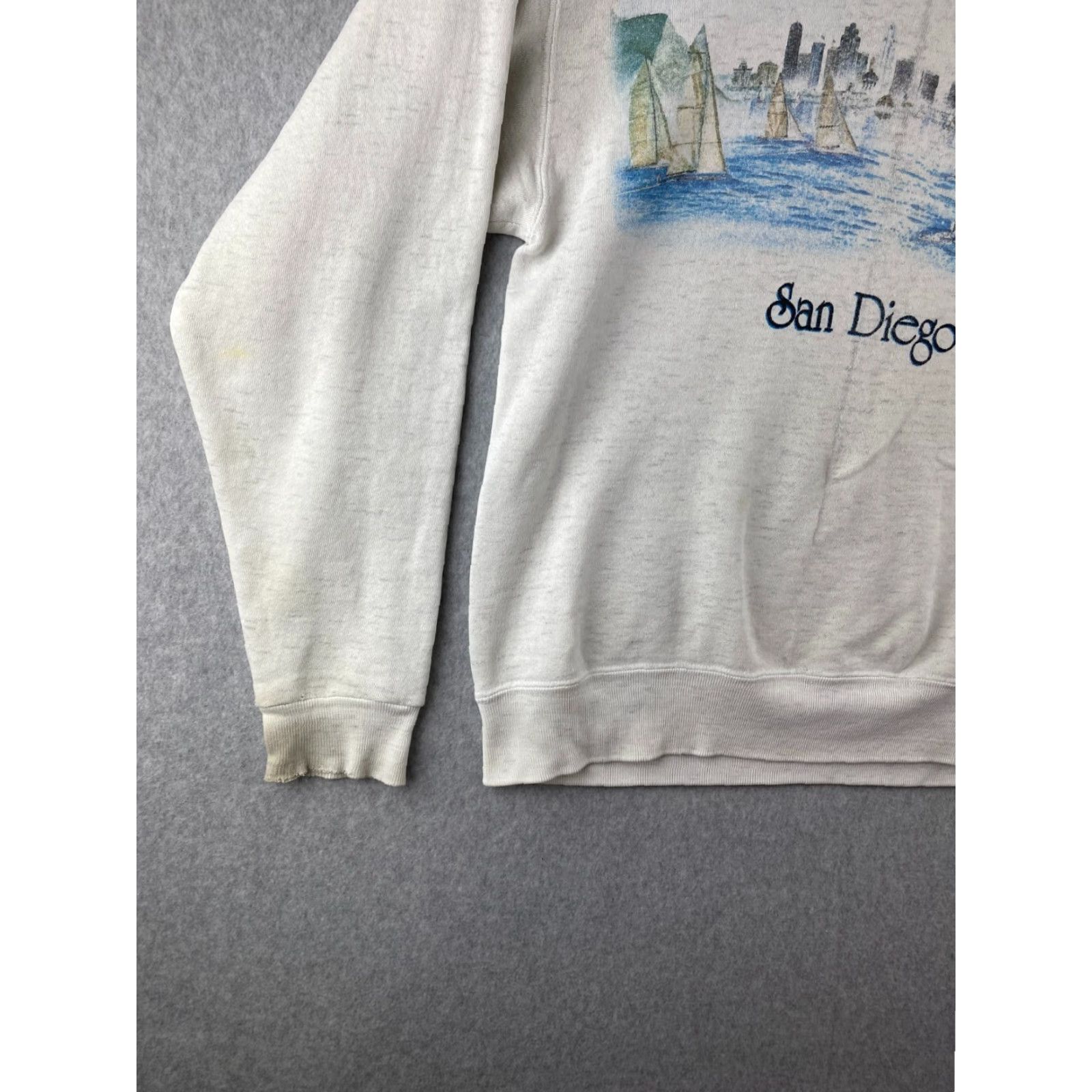 Vintage VINTAGE Oneita Sweatshirt Shirt Mens M White San Diego Pullover Graphic Print Logo All Seasons Breathable Hooded 90s Art San Diego Bay Mens Size US M / EU 48-50 / 2 - 5 Thumbnail