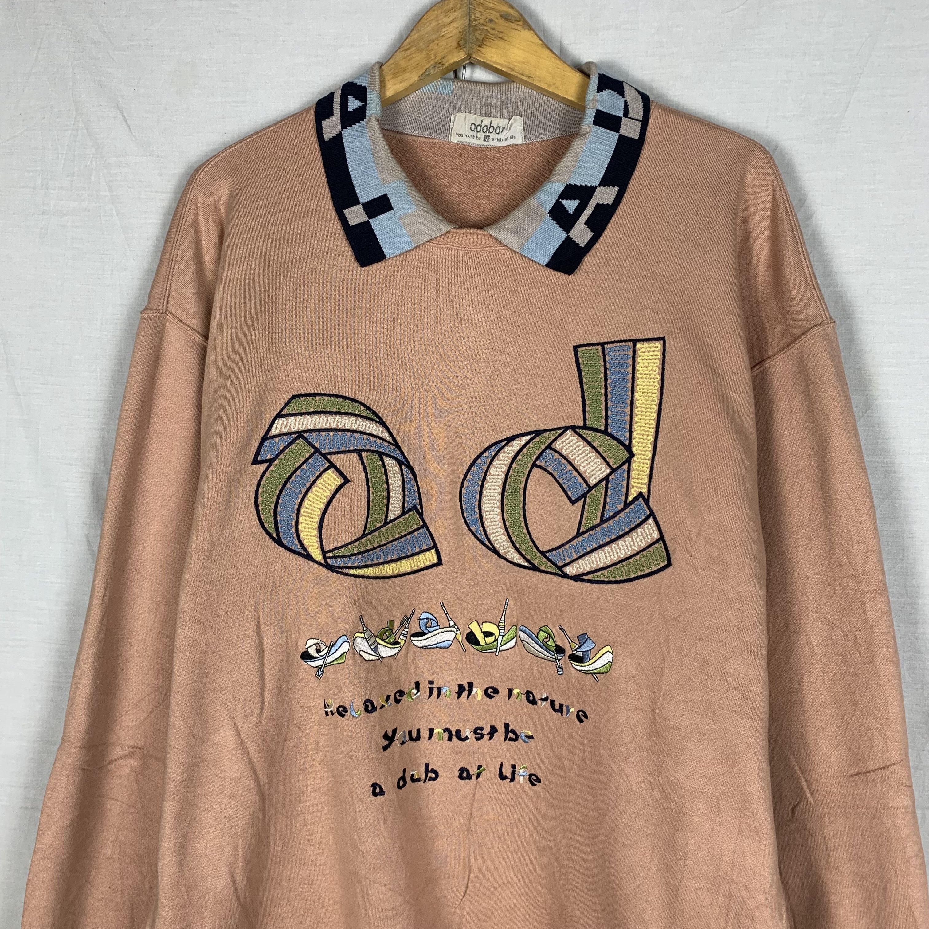 Vintage Vintage 90s ADABAT Sweatshirt Crewneck Collared Size US L / EU 52-54 / 3 - 2 Thumbnail