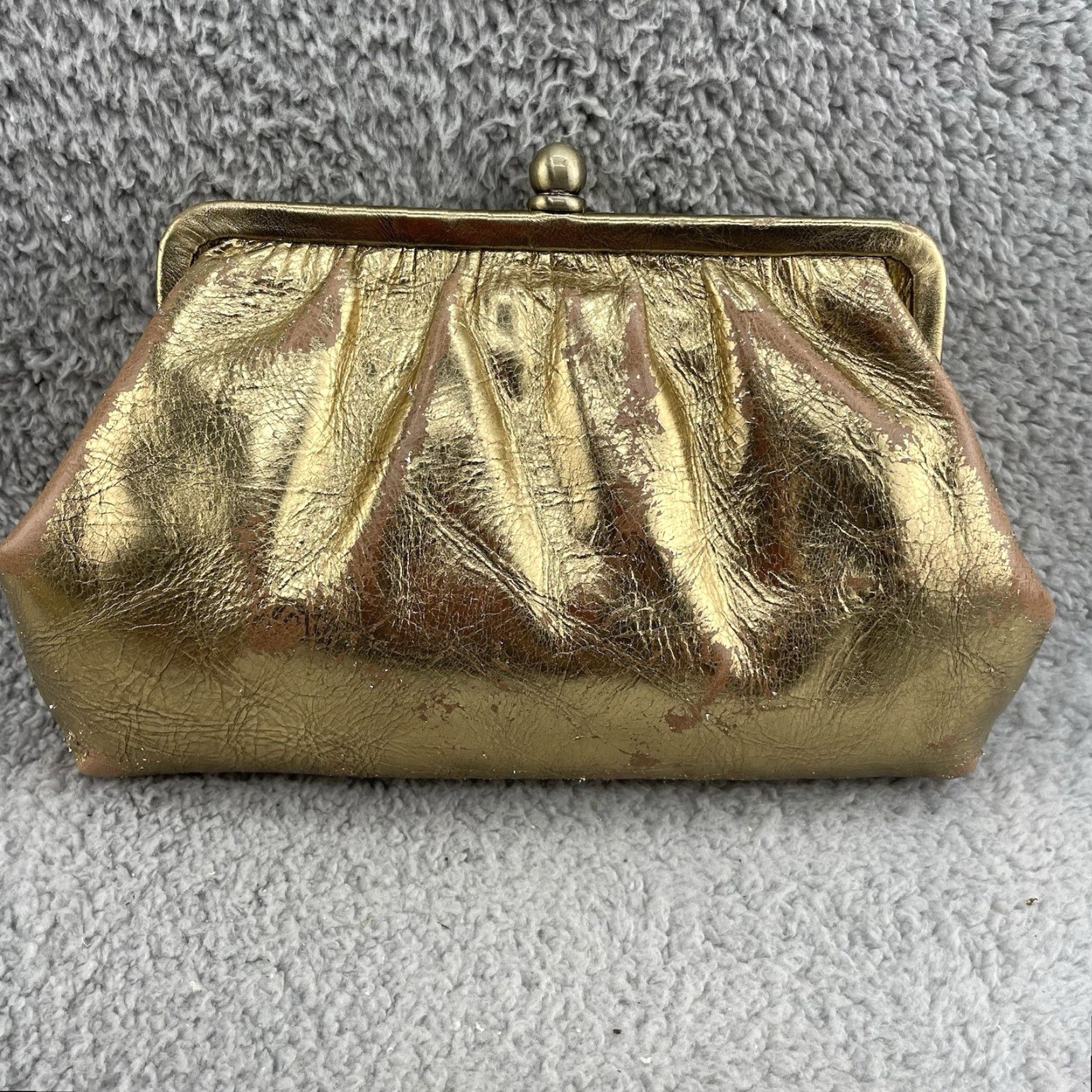 Patricia Nash VINTAGE Patricia Nash Cross Body Bag Purse Distresseed Metallic Leather Antique Gold Size ONE SIZE - 3 Thumbnail
