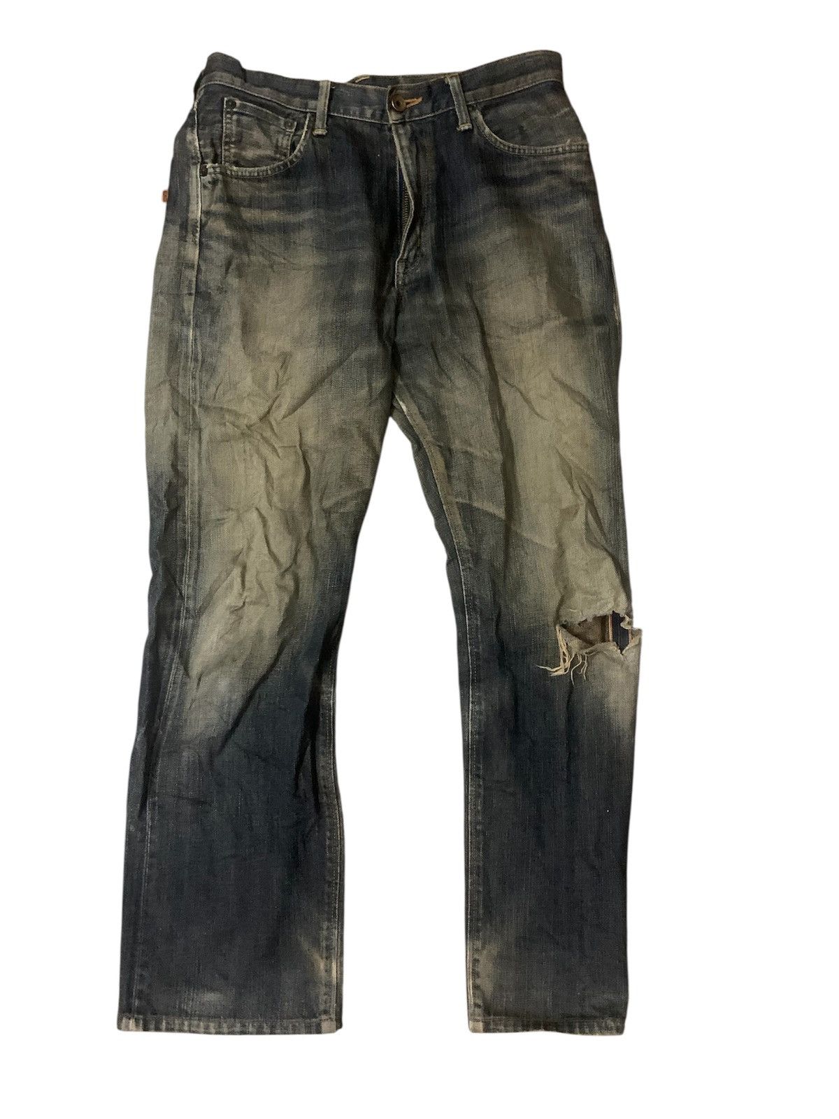 Edwin Edwin 505ZX Flare Distressed Denim Selvedge Jeans Size US 31 - 1 Thumbnail