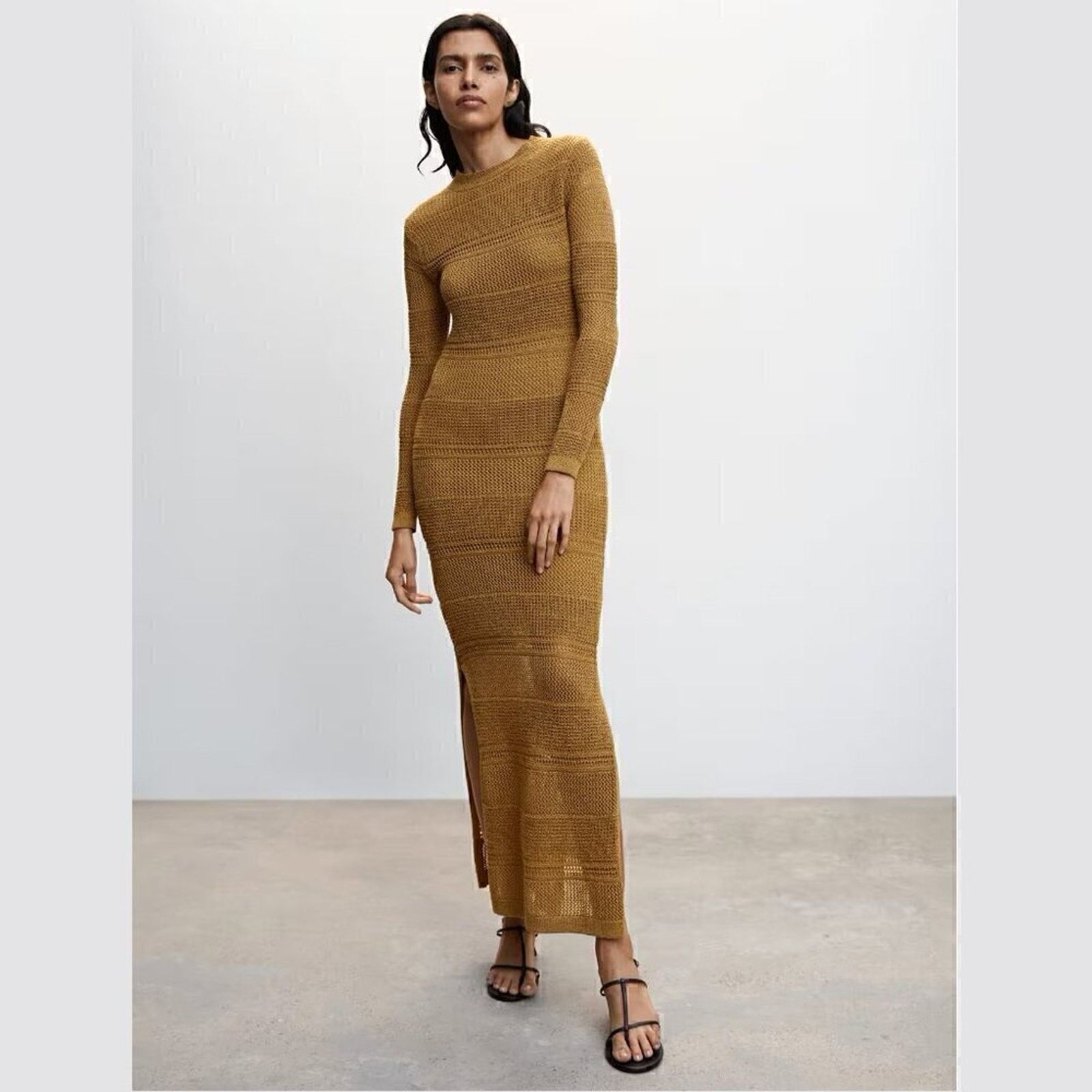 Mango MANGO Long Knit Openwork Maxi Dress NWT — Brown Size M / US 6-8 / IT 42-44 - 14 Thumbnail