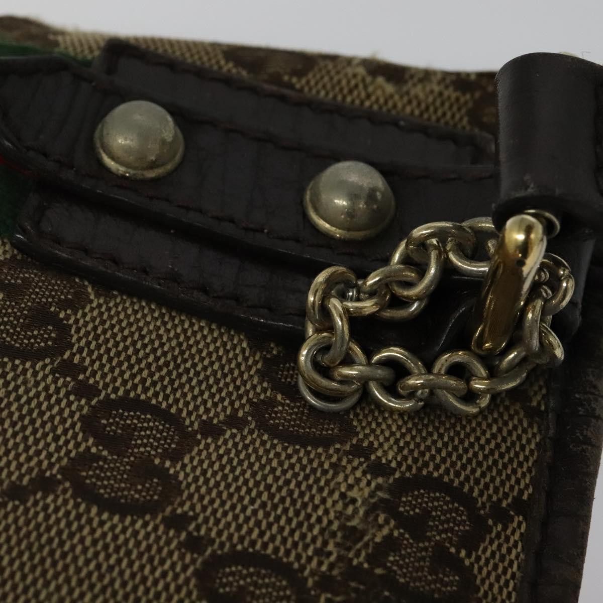 Gucci GUCCI GG Canvas Web Sherry Line Shoulder Bag Beige Gold Red Size ONE SIZE - 14 Thumbnail