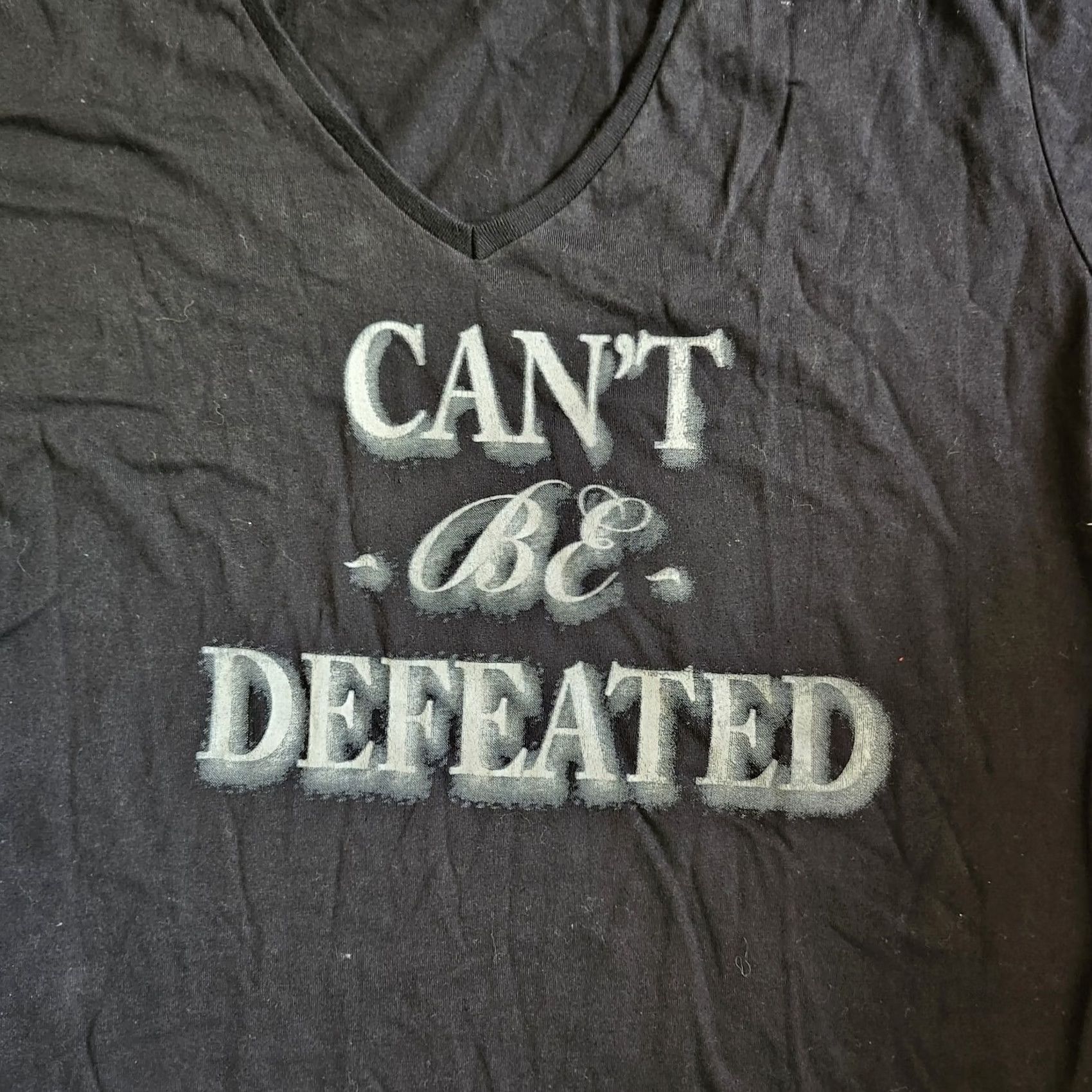 Cotton On Cotton On Men's Black V-Neck T-Shirt - Small Short Sleeve Shirt Mens Black Cant Be Defeated Shirt Size US S / EU 44-46 / 1 - 3 Thumbnail