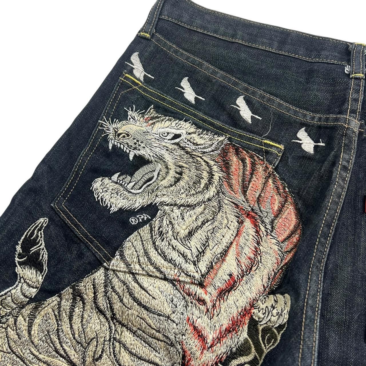 Japanese Brand Sugoi Embroidered Dragon Japanese Denim Shorts - Waist 36 Size US 36 / EU 52 - 3 Thumbnail