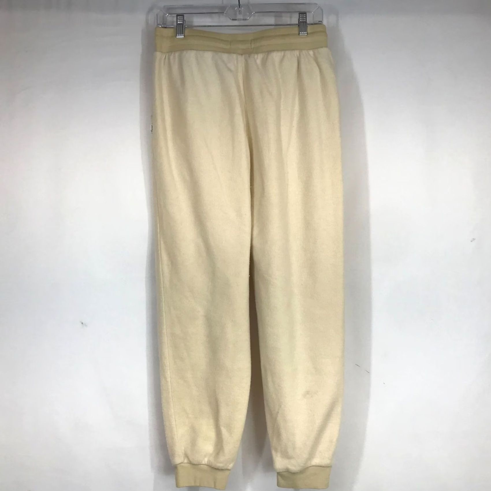 Vintage FEAT WOMEN'S MEDIUM JOGGER PANTS CREAM POLYESTER BLEND DRAWSTRING WAIST Size 32" / US 10 / IT 46 - 4 Thumbnail