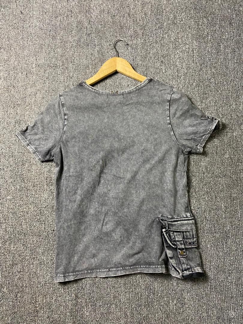 Japanese Brand Plus Libre Distressed Acid Wash Cargo Tshirt (201) Size US M / EU 48-50 / 2 - 2 Thumbnail