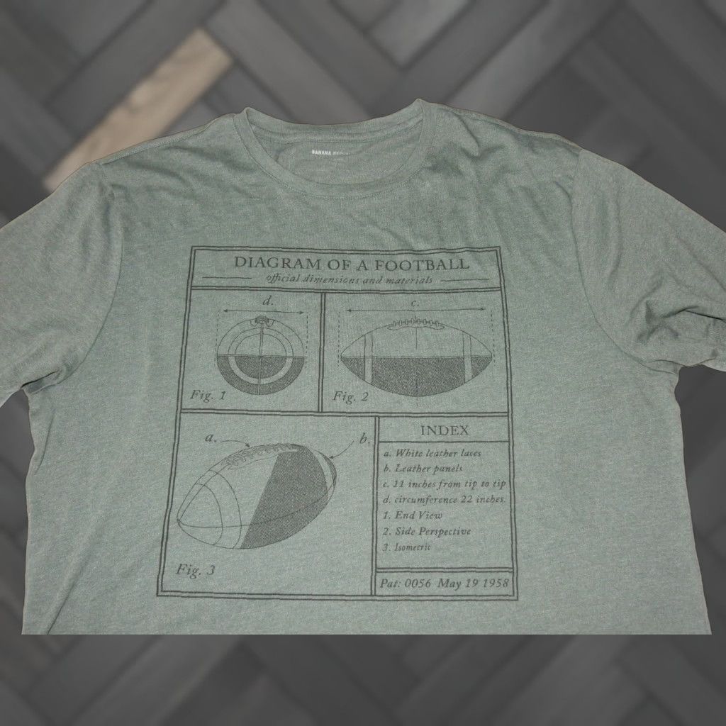 Banana Republic VINTAGE Banana Republic Men's T-Shirt Size L Short Sleeve Cotton Blend Football Diagram Green 2000s Mens Size US L / EU 52-54 / 3 - 1 Thumbnail