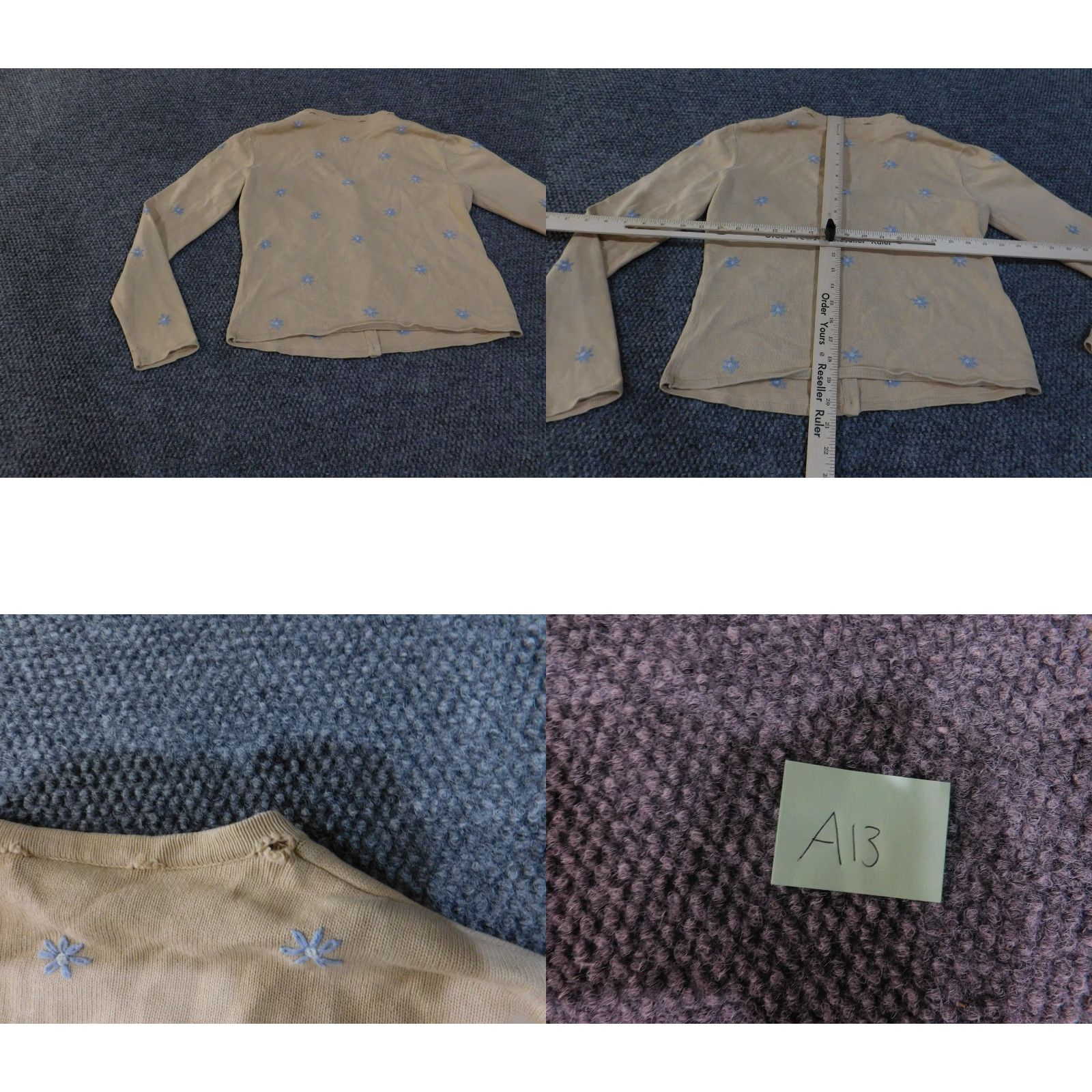 Ann Taylor Ann Taylor Cardigan Womens Medium Beige Floral Embroidered Button-Up Sweater Size M / US 6-8 / IT 42-44 - 9 Thumbnail