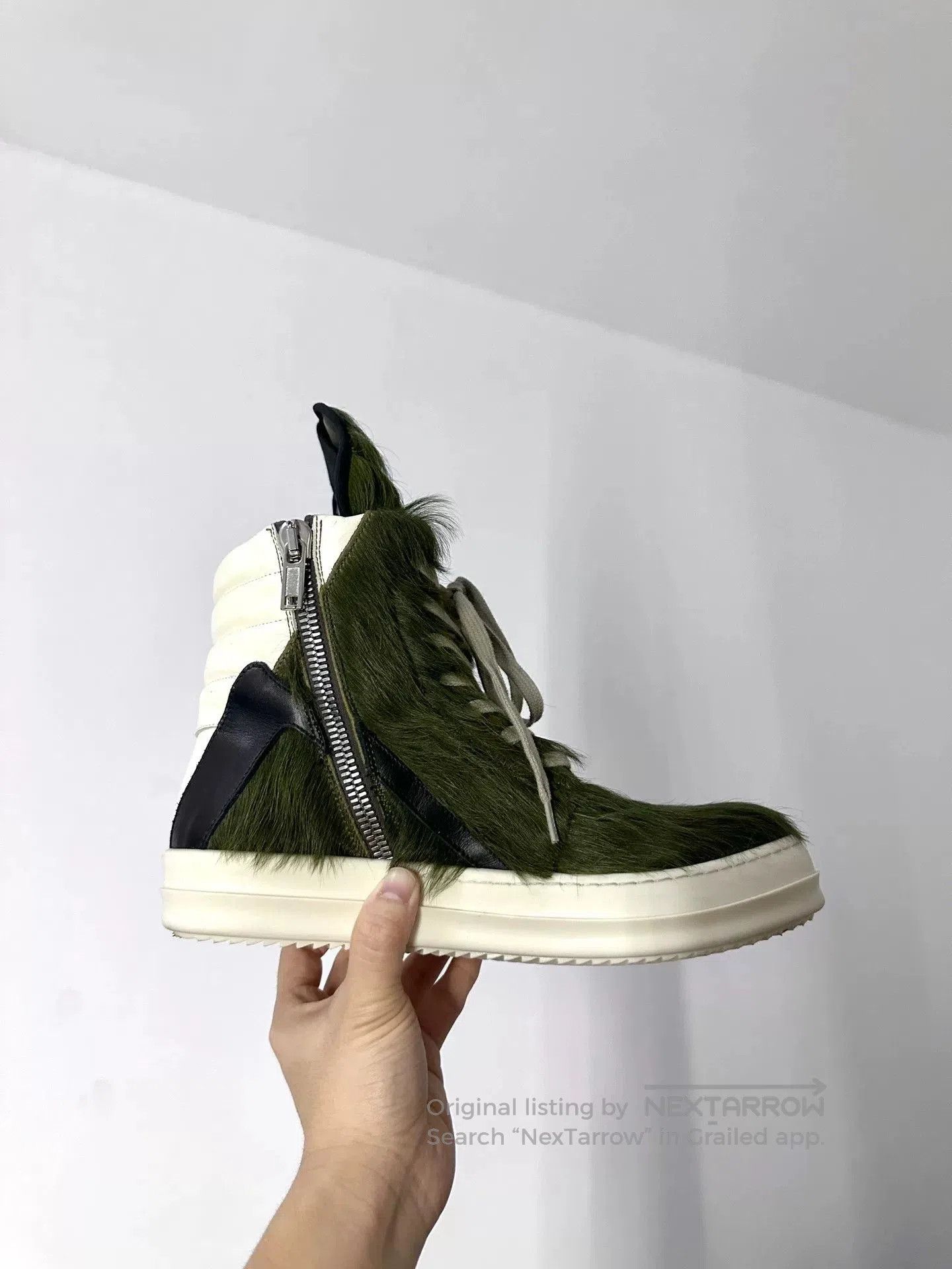 Rick Owens Rick Owens Green Fur Sneakers size 41. Size US 8 / EU 41 - 1 Thumbnail