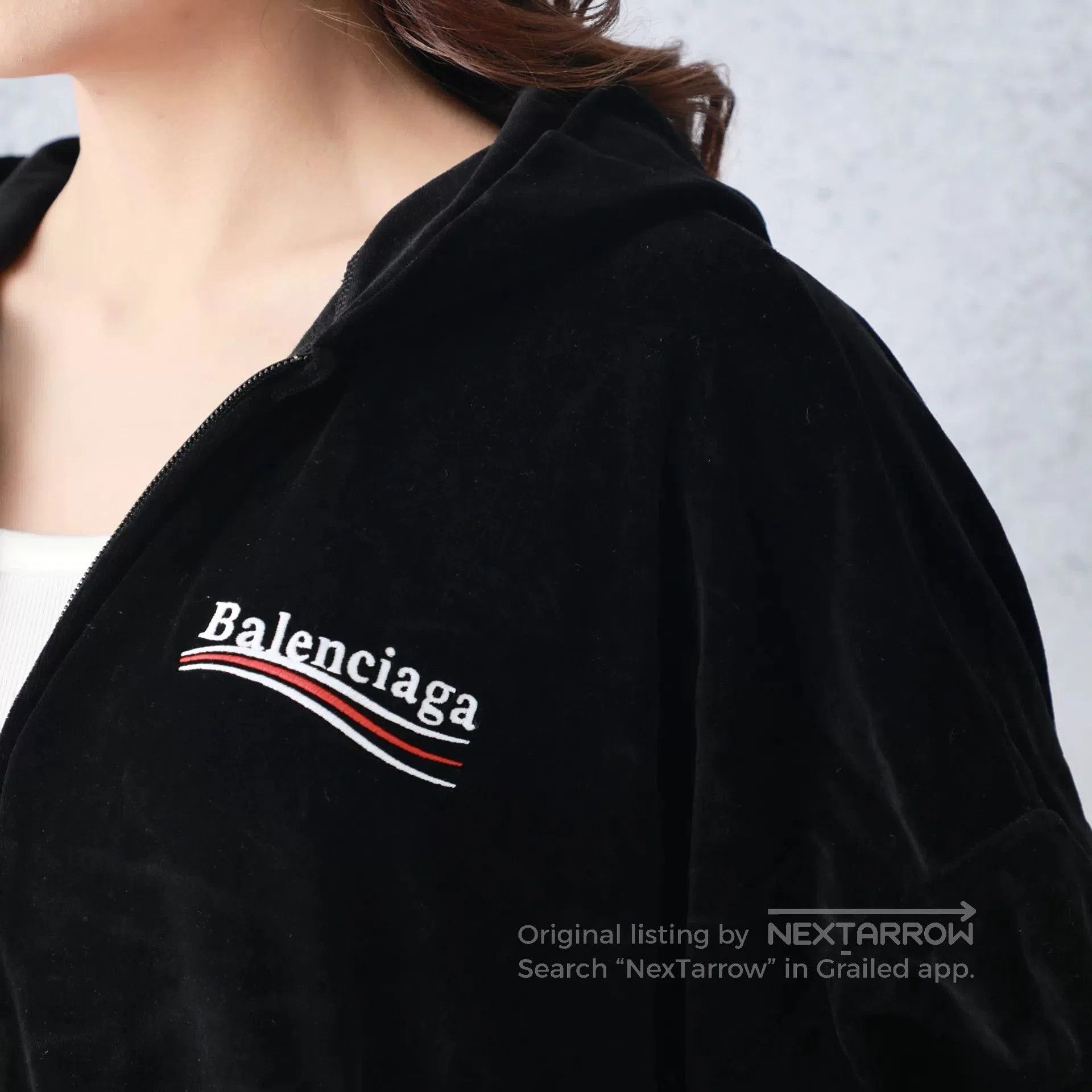 Balenciaga Balenciaga Black Cotton Velvet Hooded Top. Size M / US 6-8 / IT 42-44 - 4 Thumbnail