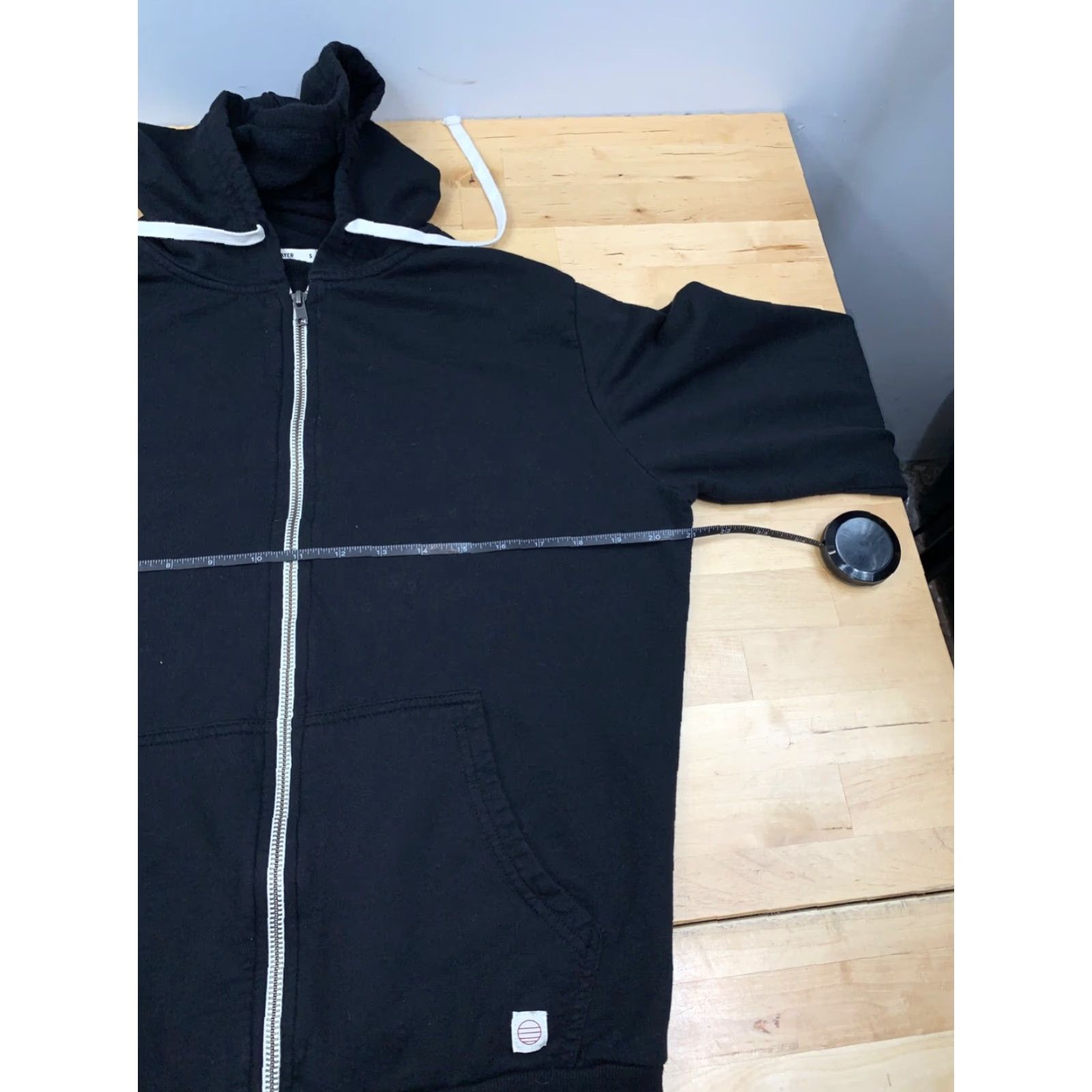 Marine Layer Marine Layer Jacket Mens S Black Hooded Full Zip Casual Drawstring Solid Cotton Blend Jacket Size US S / EU 44-46 / 1 - 4 Thumbnail