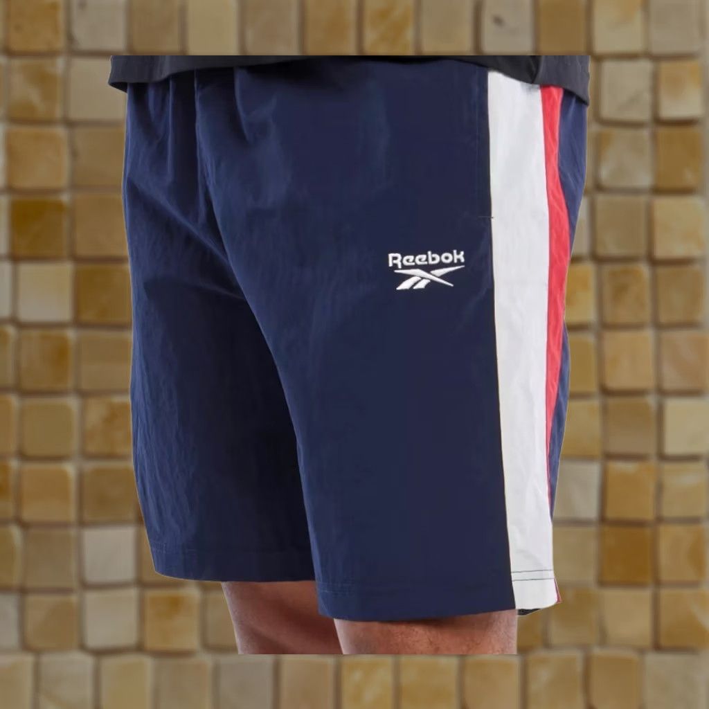 Reebok Reebok Men Ivy League Regular-Fit Colorblock Crinkled Shorts Navy Red 2XL Size US 39 - 1 Preview