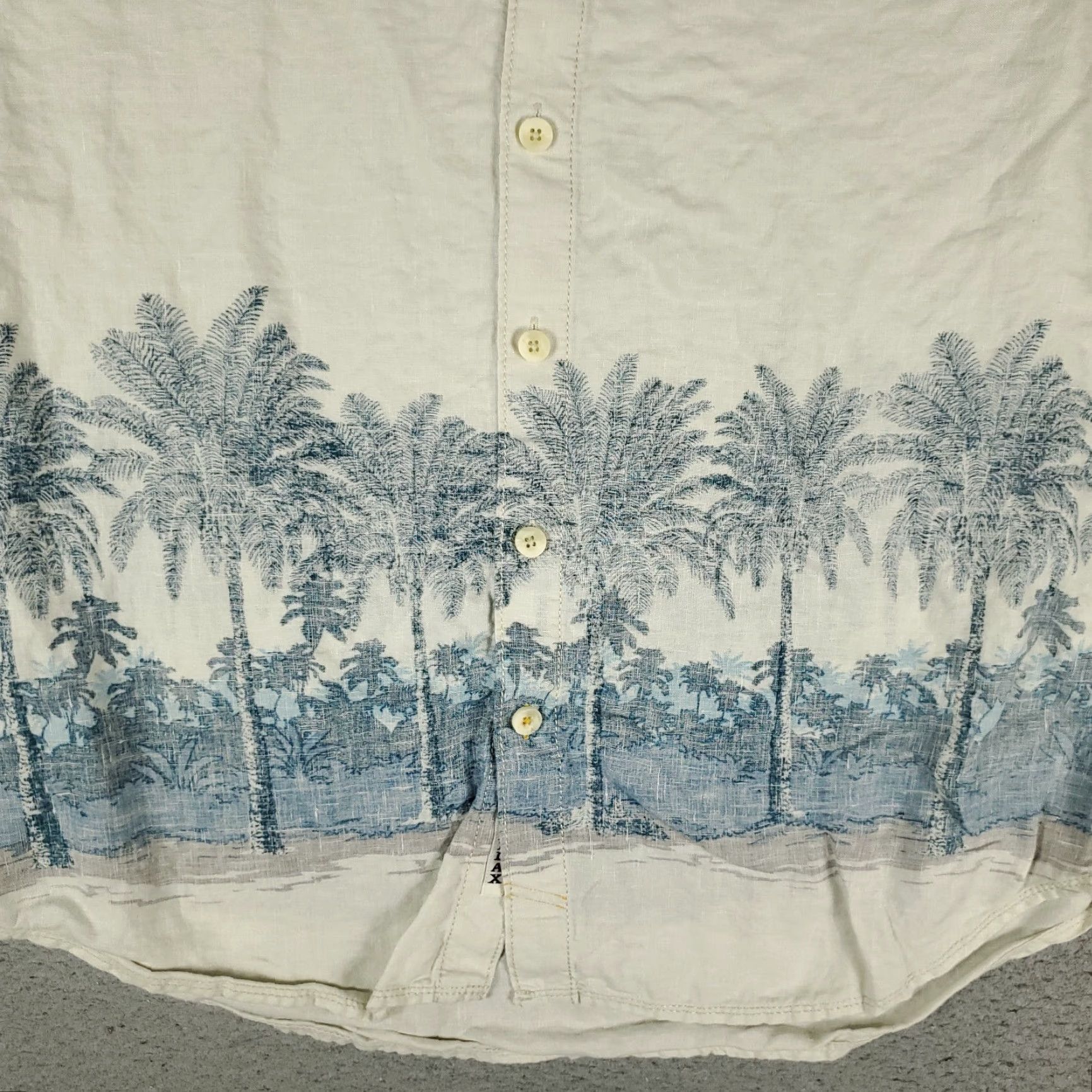Tommy Bahama Tommy Bahama Shirt Mens Large Off-White Blue Linen Hawaiian Button Up Size US L / EU 52-54 / 3 - 3 Thumbnail