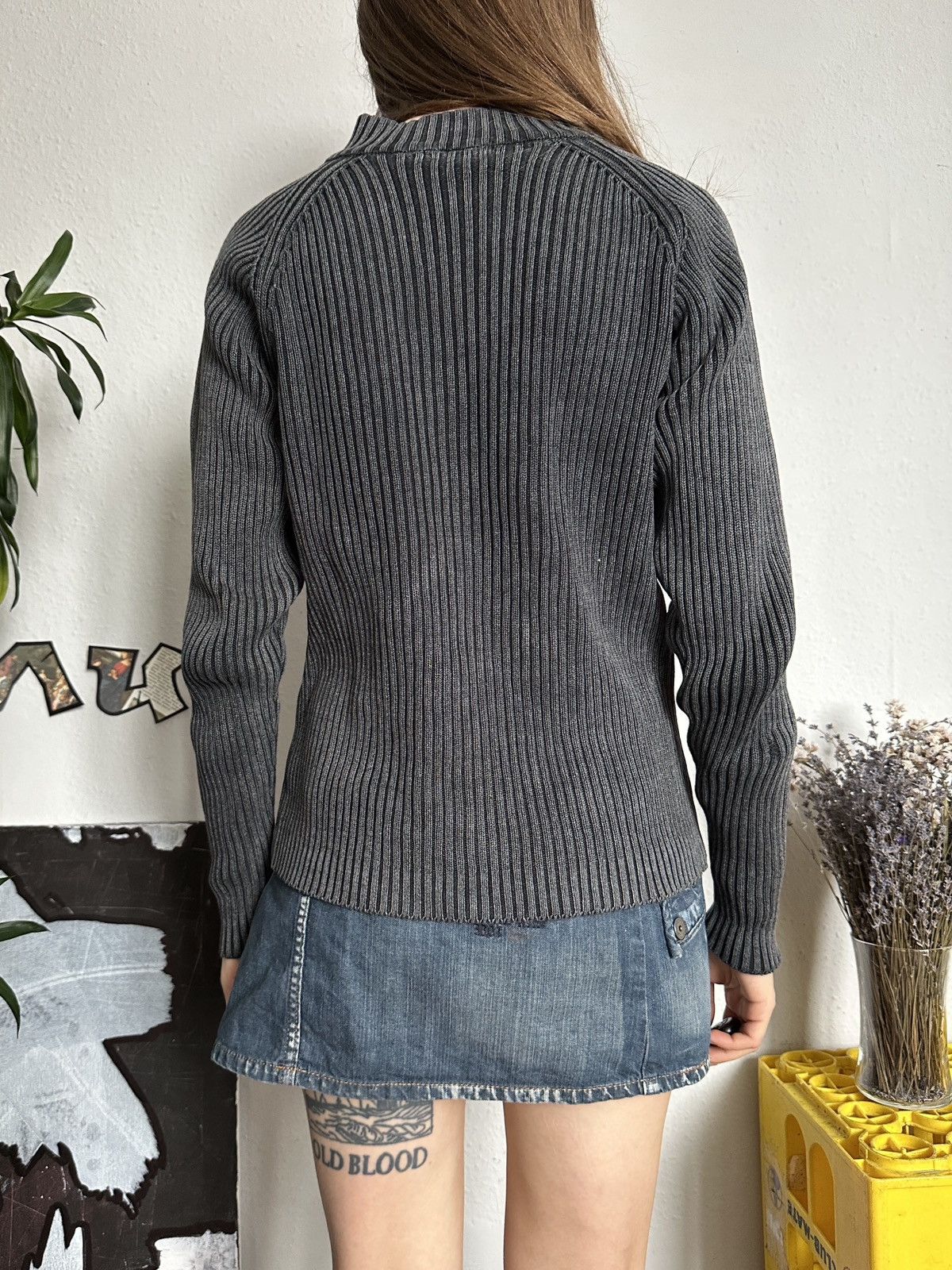 Japanese Brand × Seditionaries × Vintage Vintage Y2K Ribbed Stone Washed Asymmetrical Zp Up Pullover Size M / US 6-8 / IT 42-44 - 7 Thumbnail